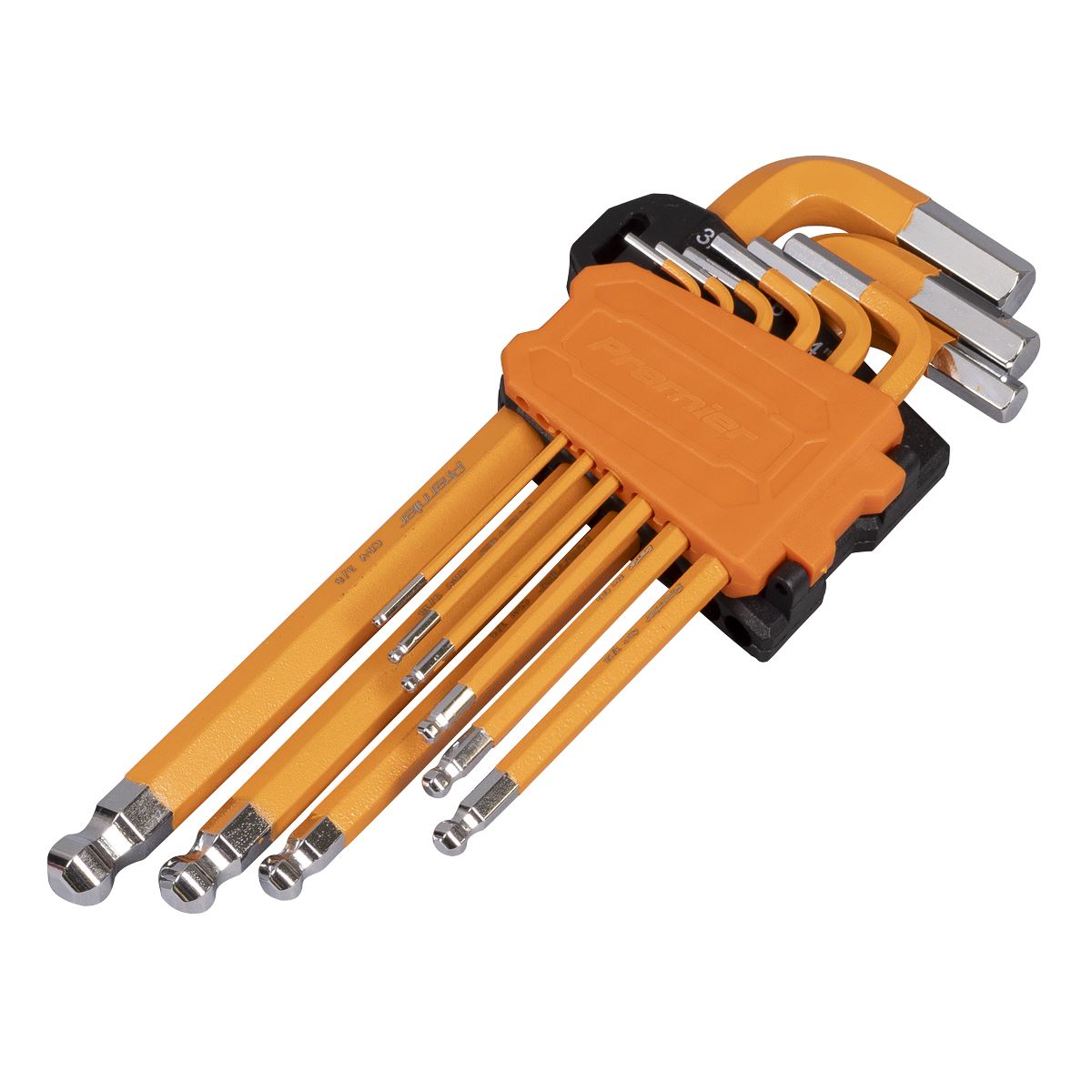 Sealey Premier Hex Key Set Long Ball-End 9pc - Imperial  White Rose Tools