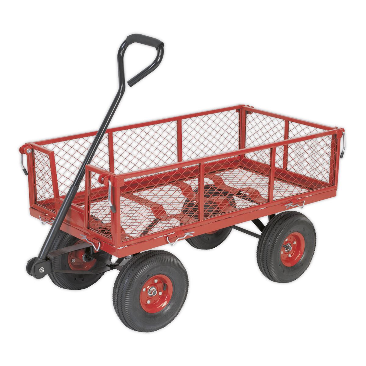 Sealey Platform Truck with Removable Sides Pneumatic Tyres 200kg Capacity 