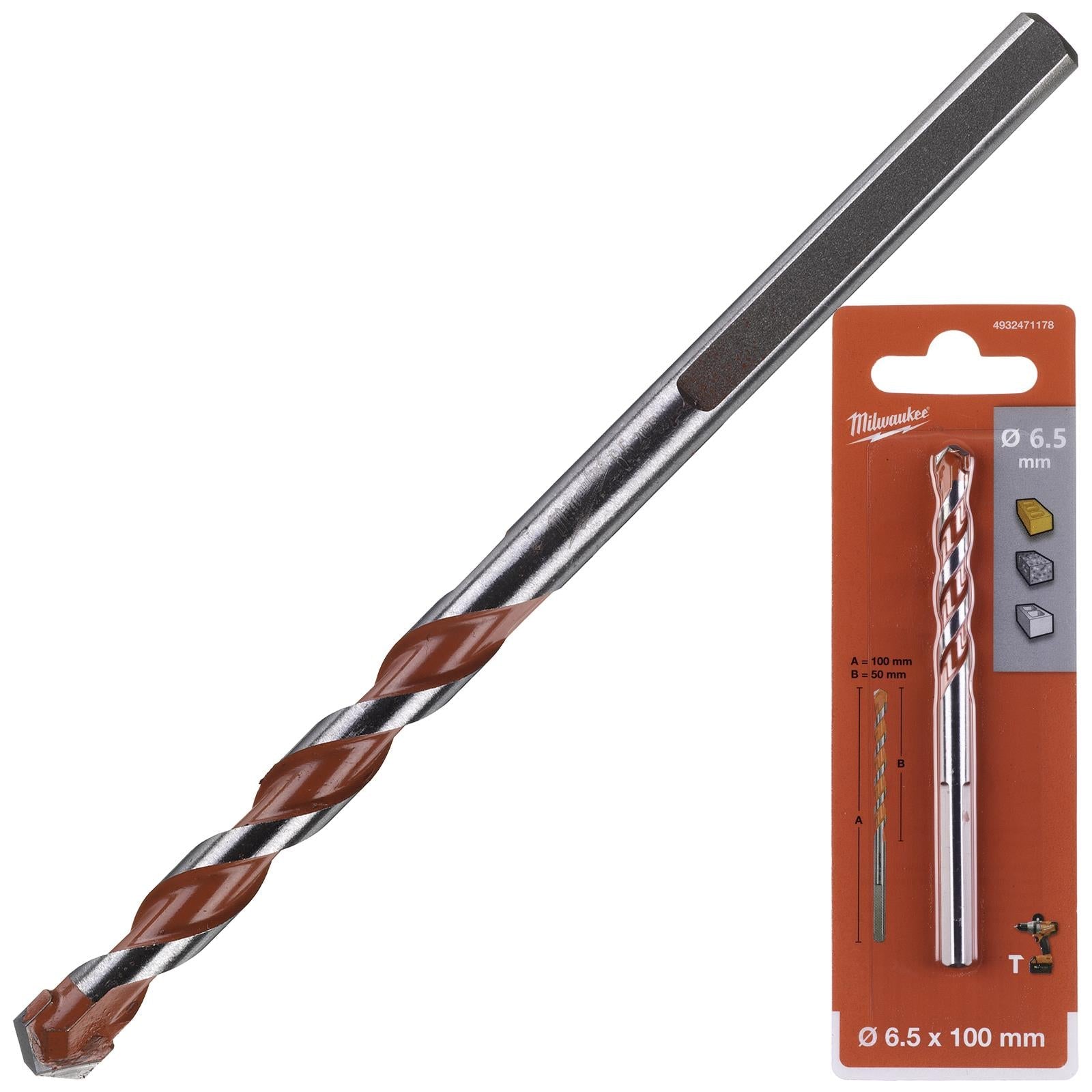 Milwaukee Premium Concrete Masonry Drill Bits 3 Flat Shank Hammer and Rotary 
