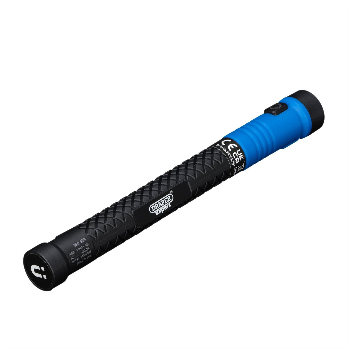 Draper Expert SMD LED USB Rechargeable Telescopic Torch with Magnetic Pickup 1W 100 Lumens USB-C Cable Supplied 31082  White Rose Tools