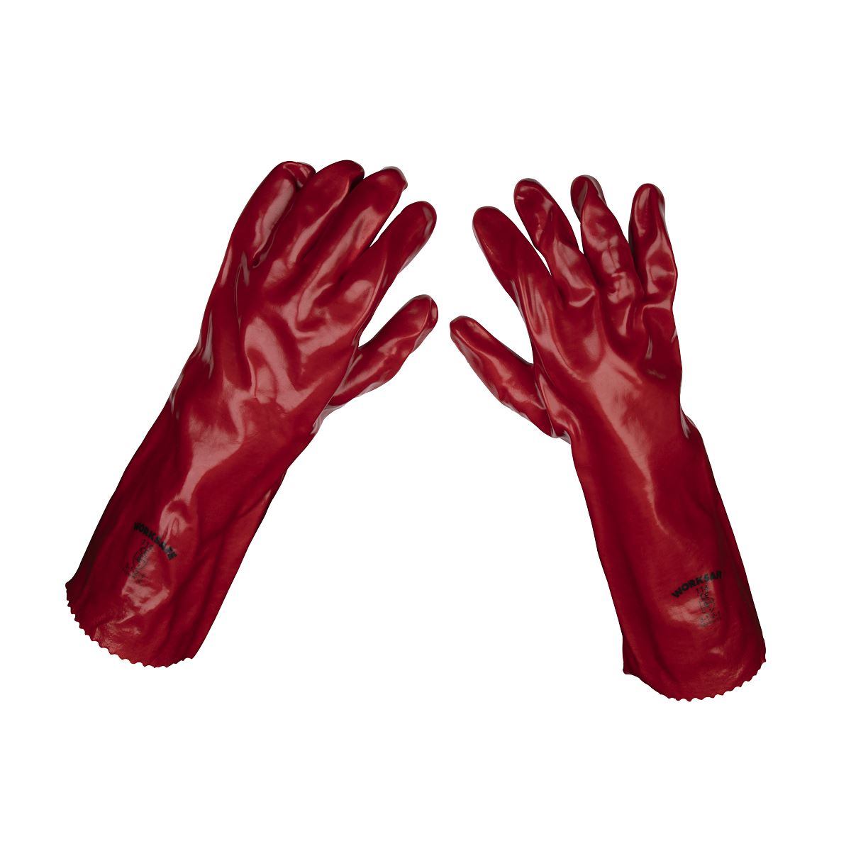 Worksafe by Sealey Red PVC Gauntlets 450mm - Pair 