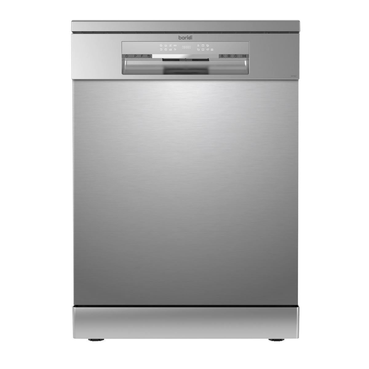 Baridi Freestanding Dishwasher, Full Size, Standard 60cm Wide with 14 Place Settings, 8 Programs & 5 Functions, LED Display, Silver