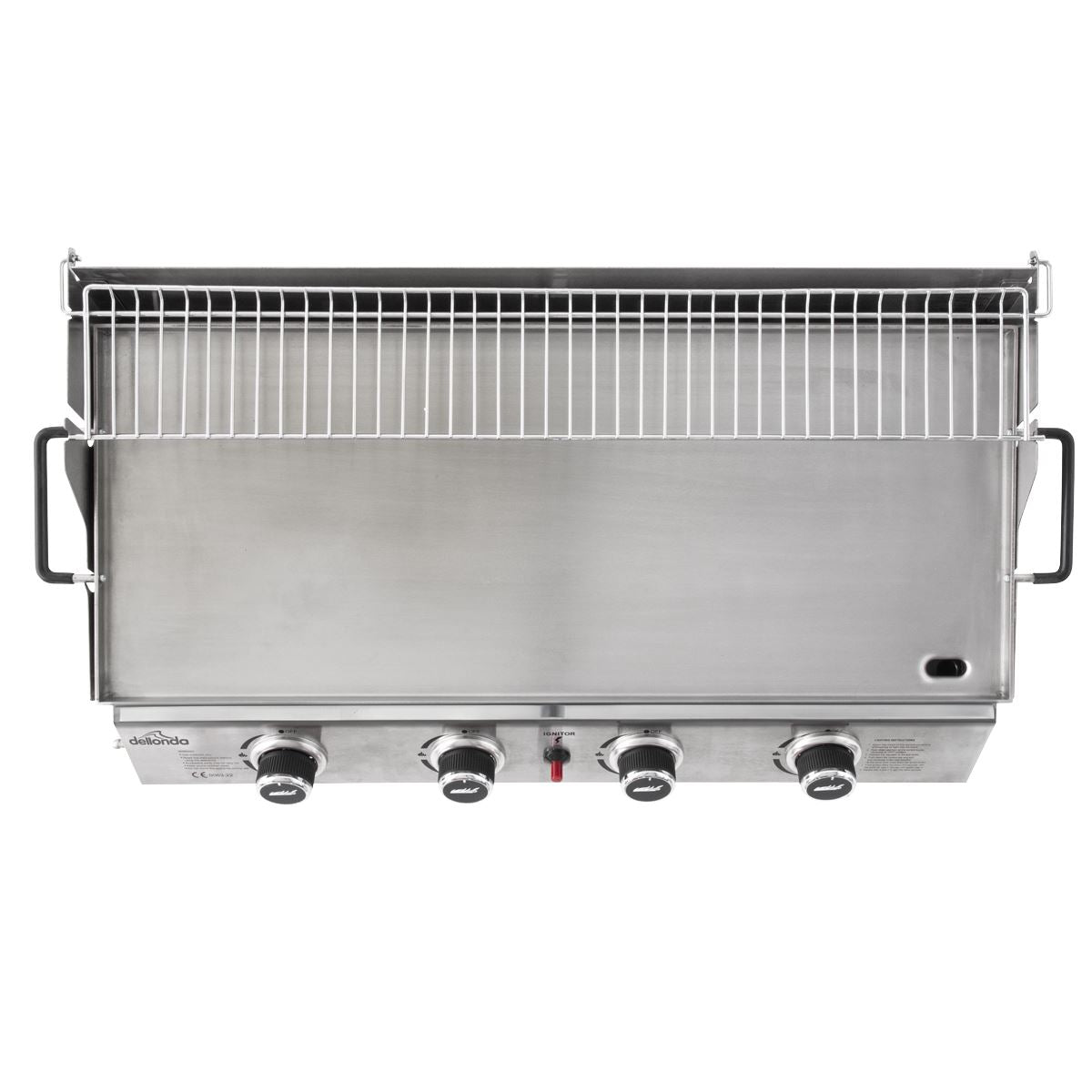 Dellonda 4 Burner Portable Gas Plancha with Warming Rack, 10kW BBQ Griddle, Stainless Steel