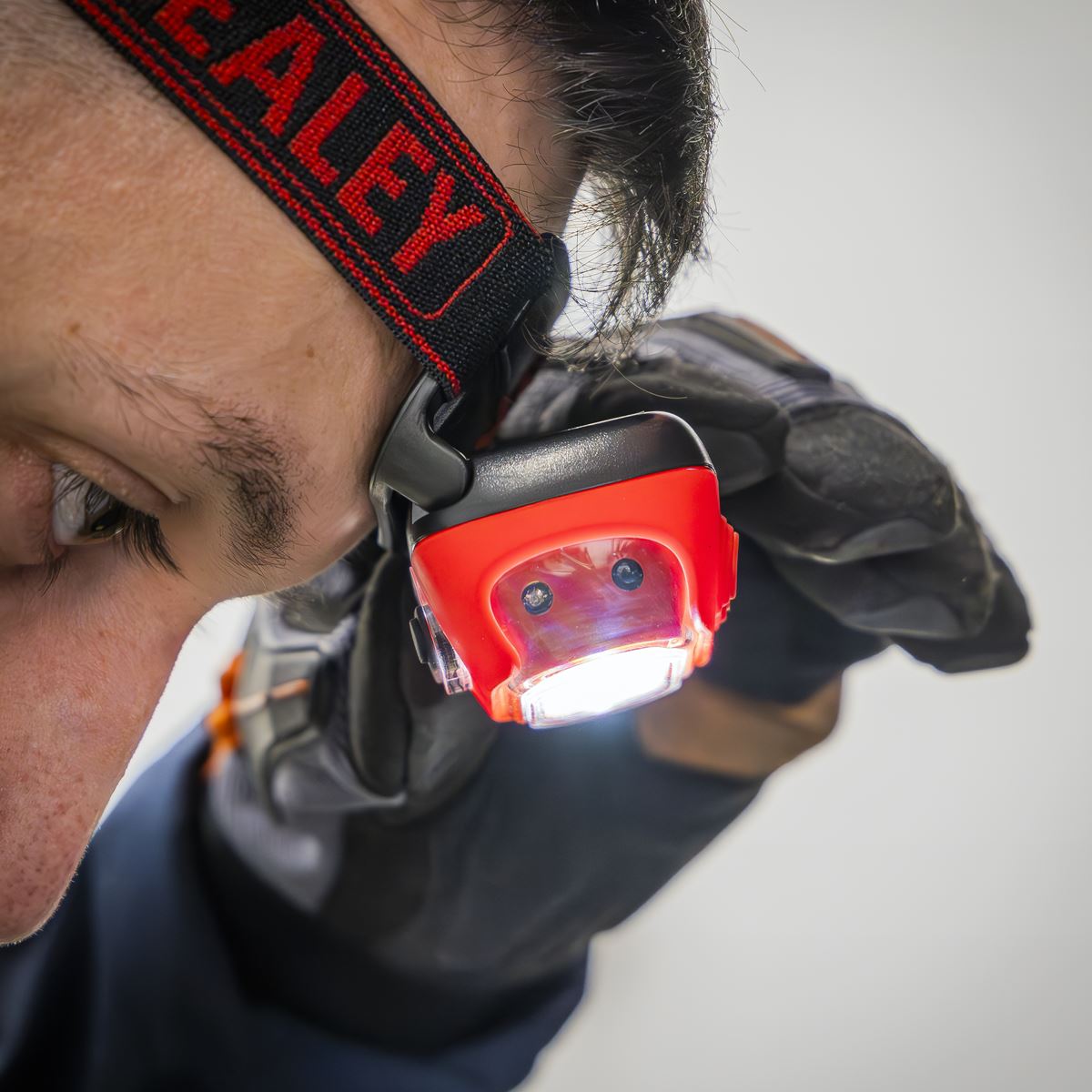 Sealey Rechargeable Head Torch with Auto-Sensor 8W COB LED - Red 