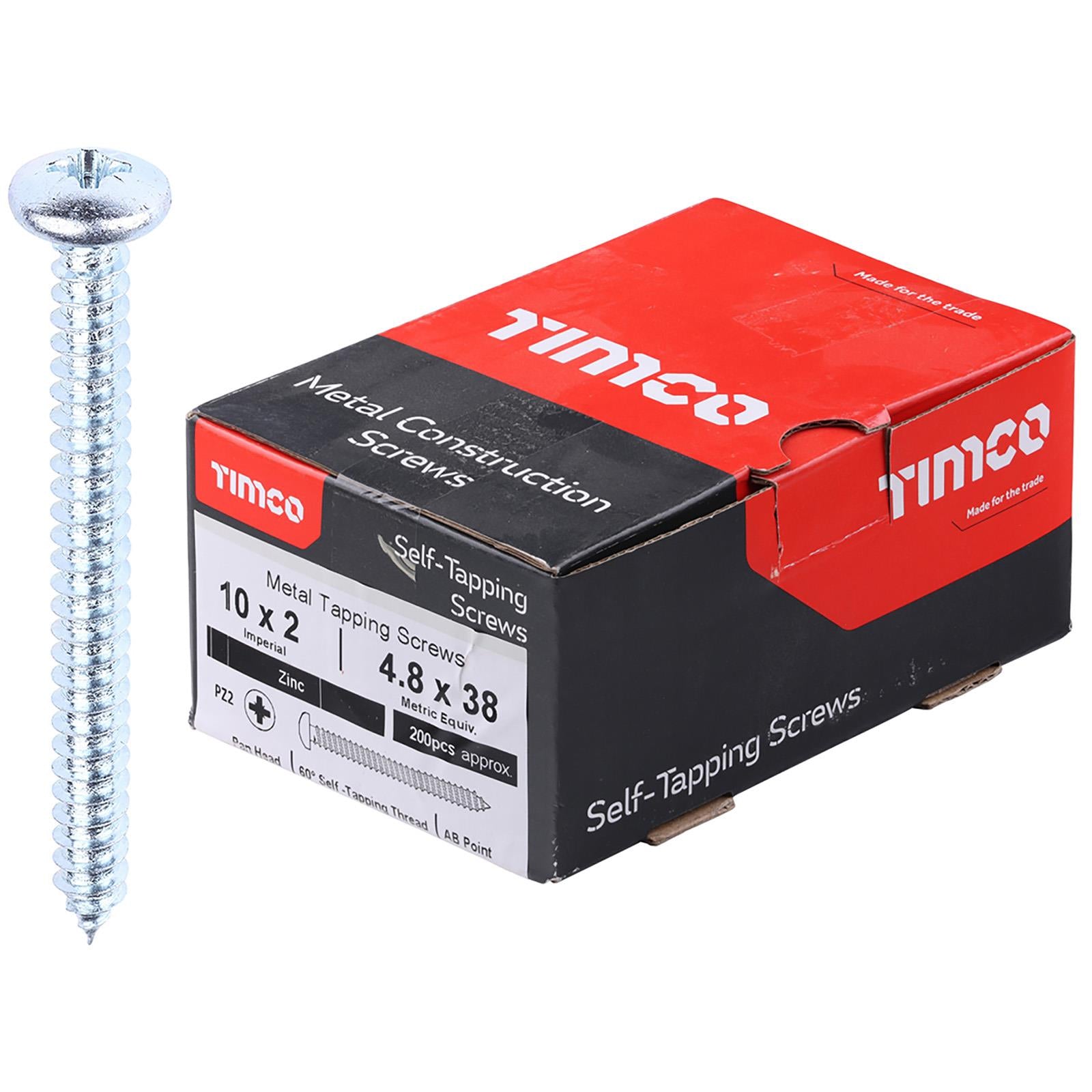 TIMCO Self Tapping Screws Pan Head Zinc Pozi - Choose Size