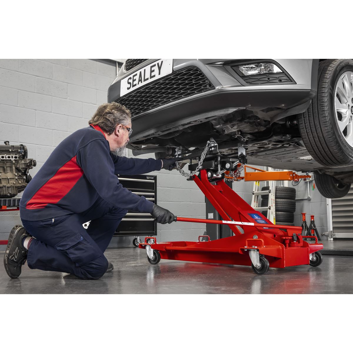 Sealey Premier Floor Transmission Jack 1 Tonne