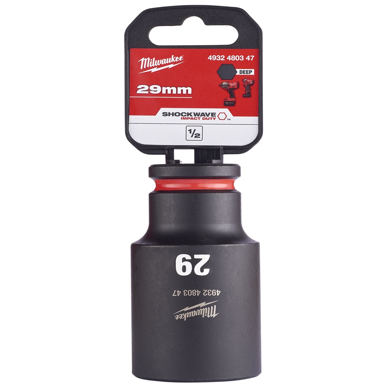 Milwaukee Impact Sockets Deep 1/2" Drive 8-36mm SHOCKWAVE Impact Duty 