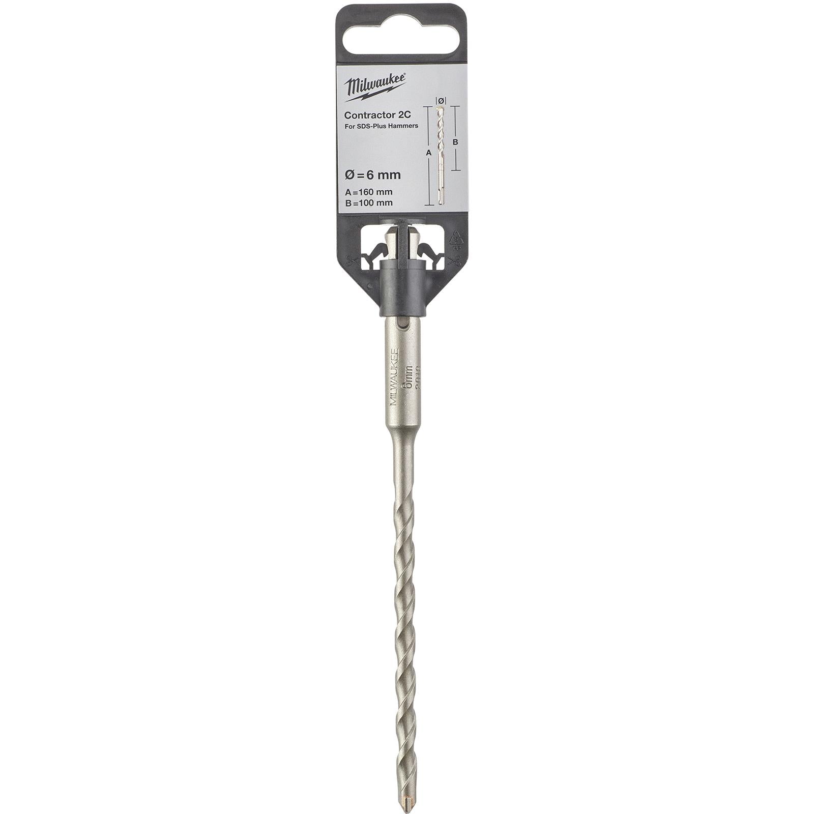 Milwaukee SDS Plus Contractor Hammer Drill Bits 2 Cut 