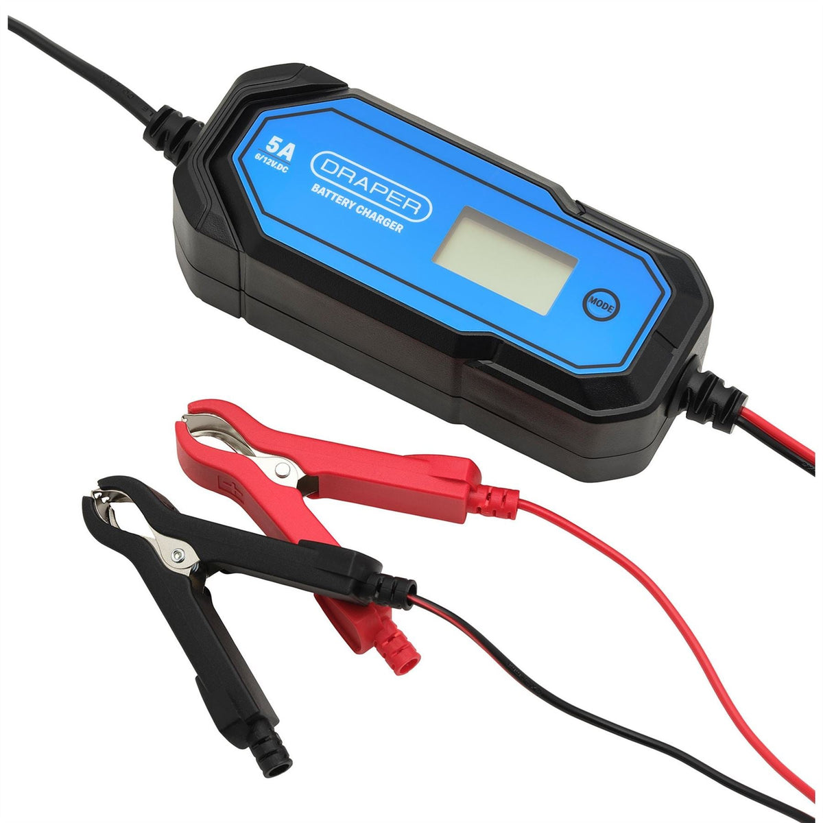 Draper 5A 6/12V Smart Battery Charger LCD 32307  White Rose Tools