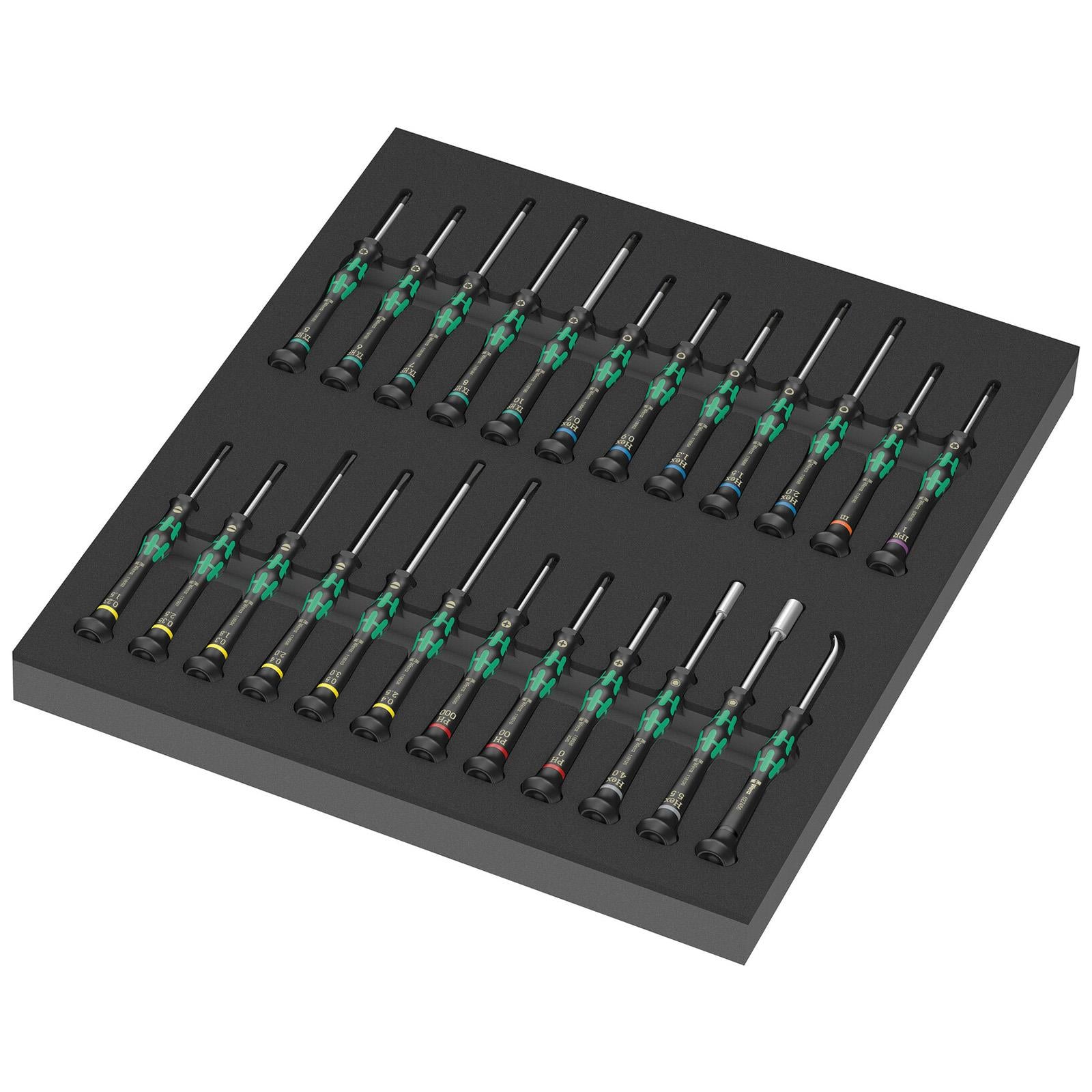 Wera Foam Insert Micro Precision Screwdriver Set 1 Kraftform 9715 Free Spin Cap 24 Pieces