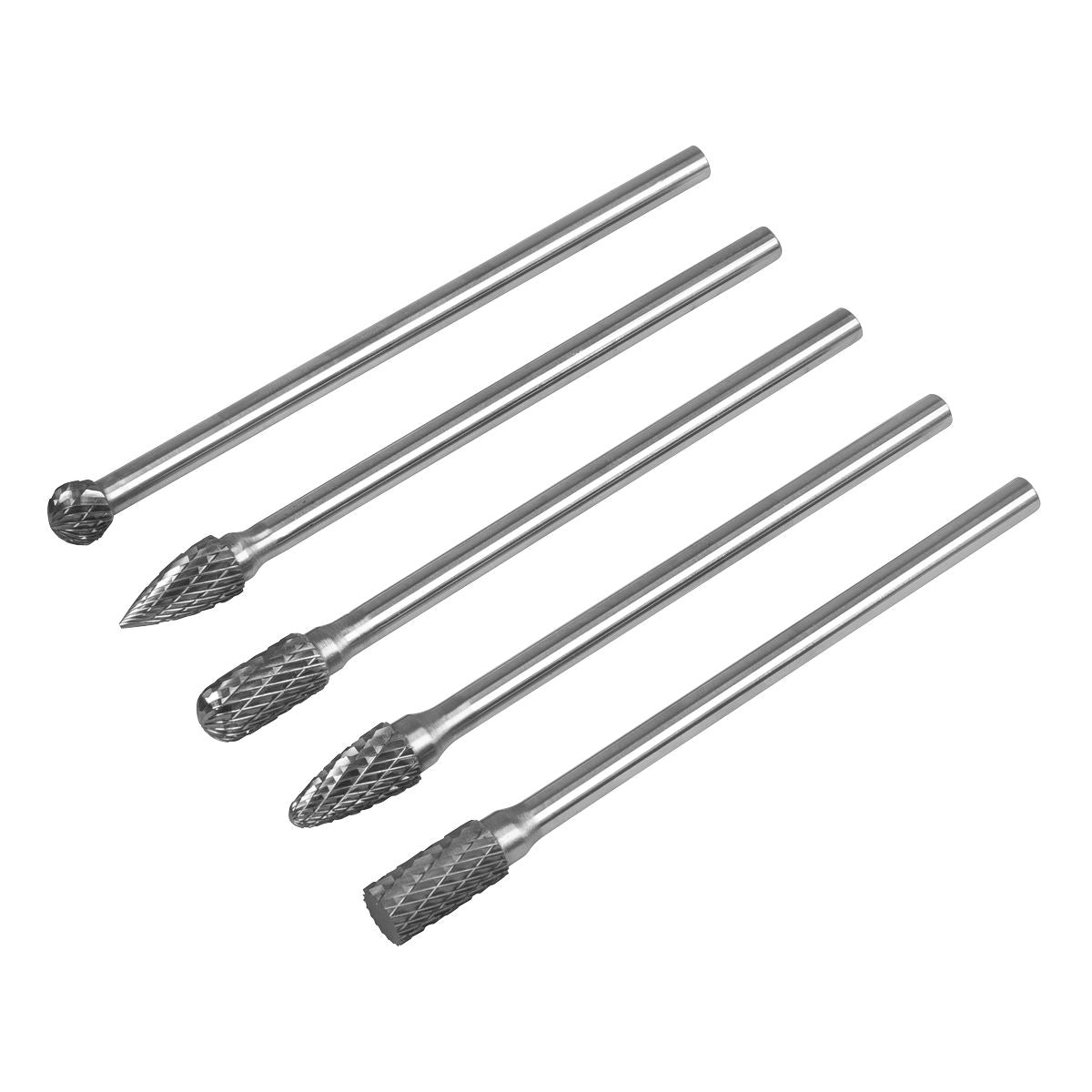 Sealey Tungsten Carbide Rotary Burr Set Extra-Long 5pc