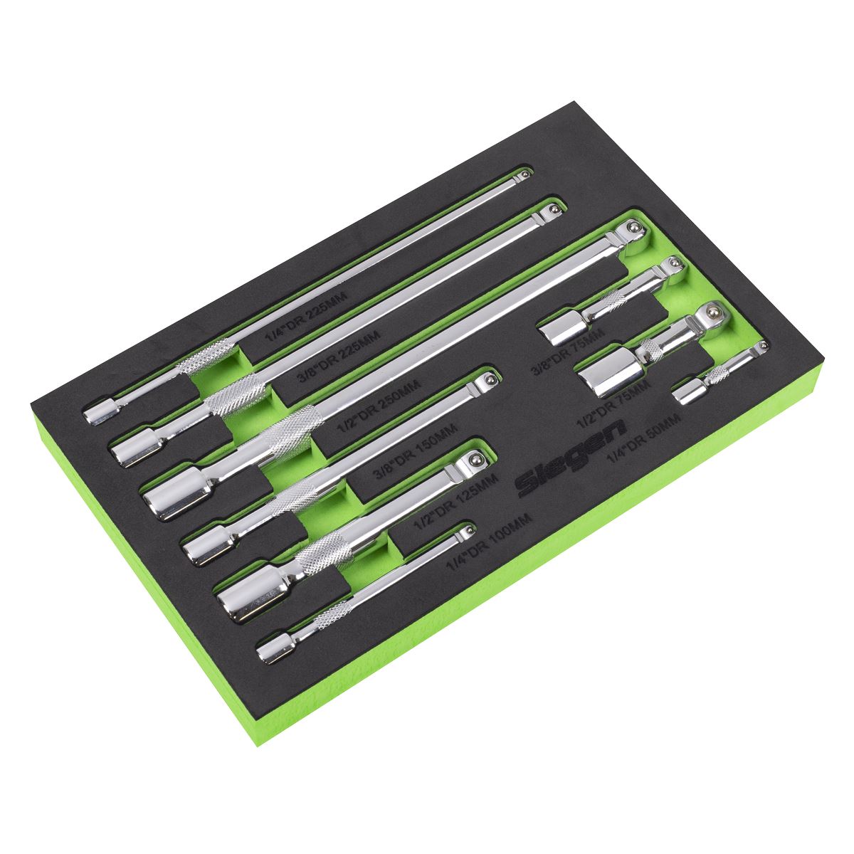 Siegen by Sealey Extension Bar Set 1/4", 3/8" & 1/2"Sq Drive 9pc  White Rose Tools
