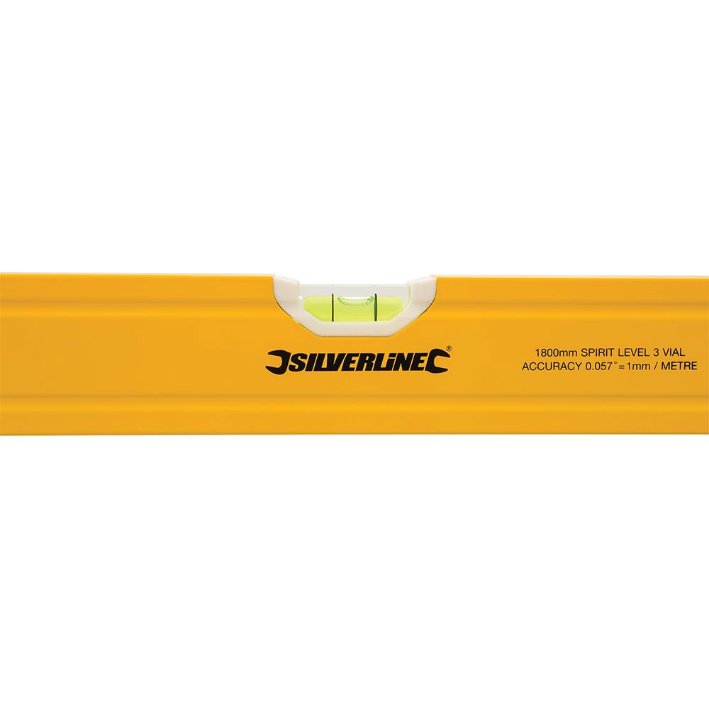 Silverline Spirit Level Powder Coated Aluminium 3 Vials - Choose Length