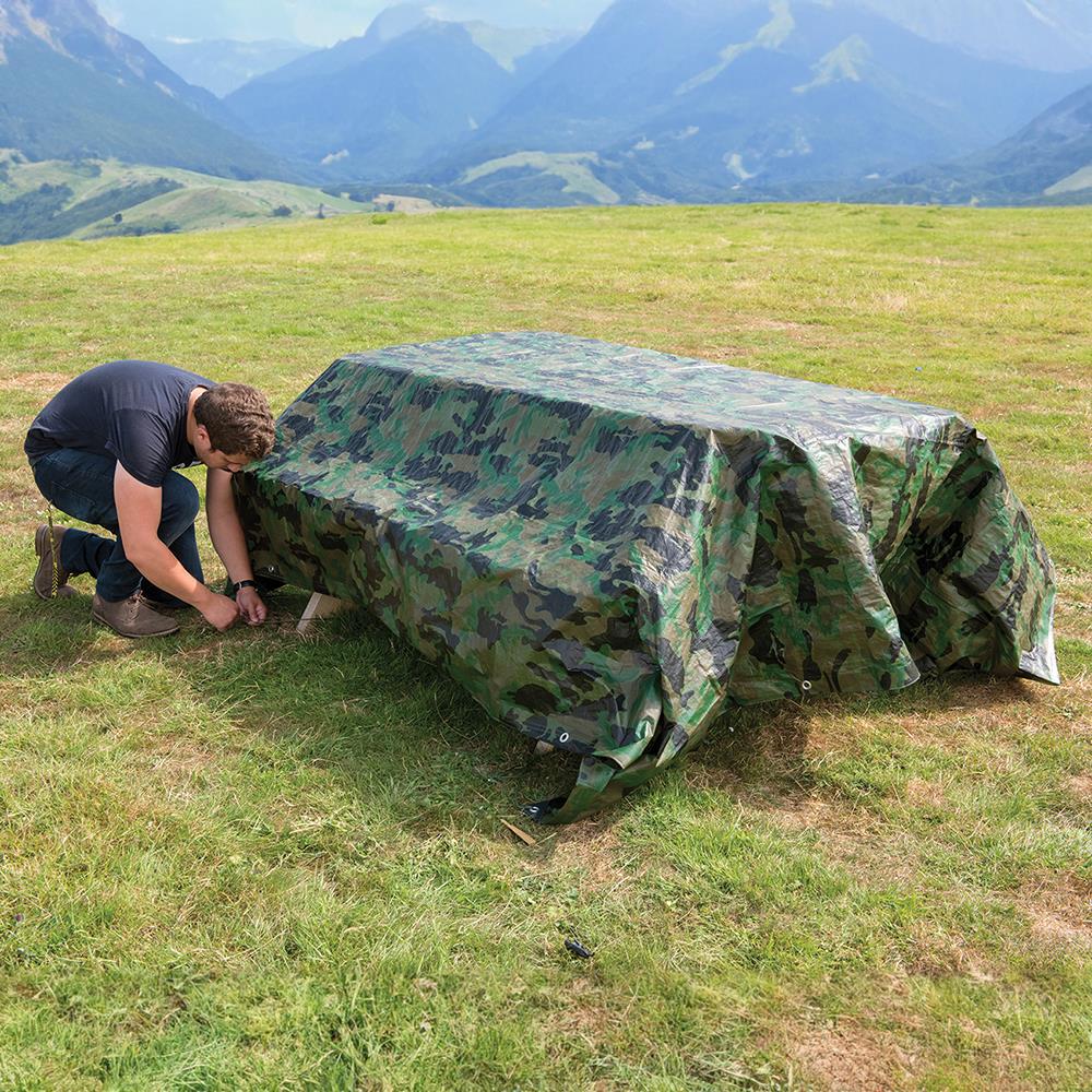 Silverline Camouflage Tarpaulin Cut 2.4 x 3m / Actual 2.3 2.85m 488443