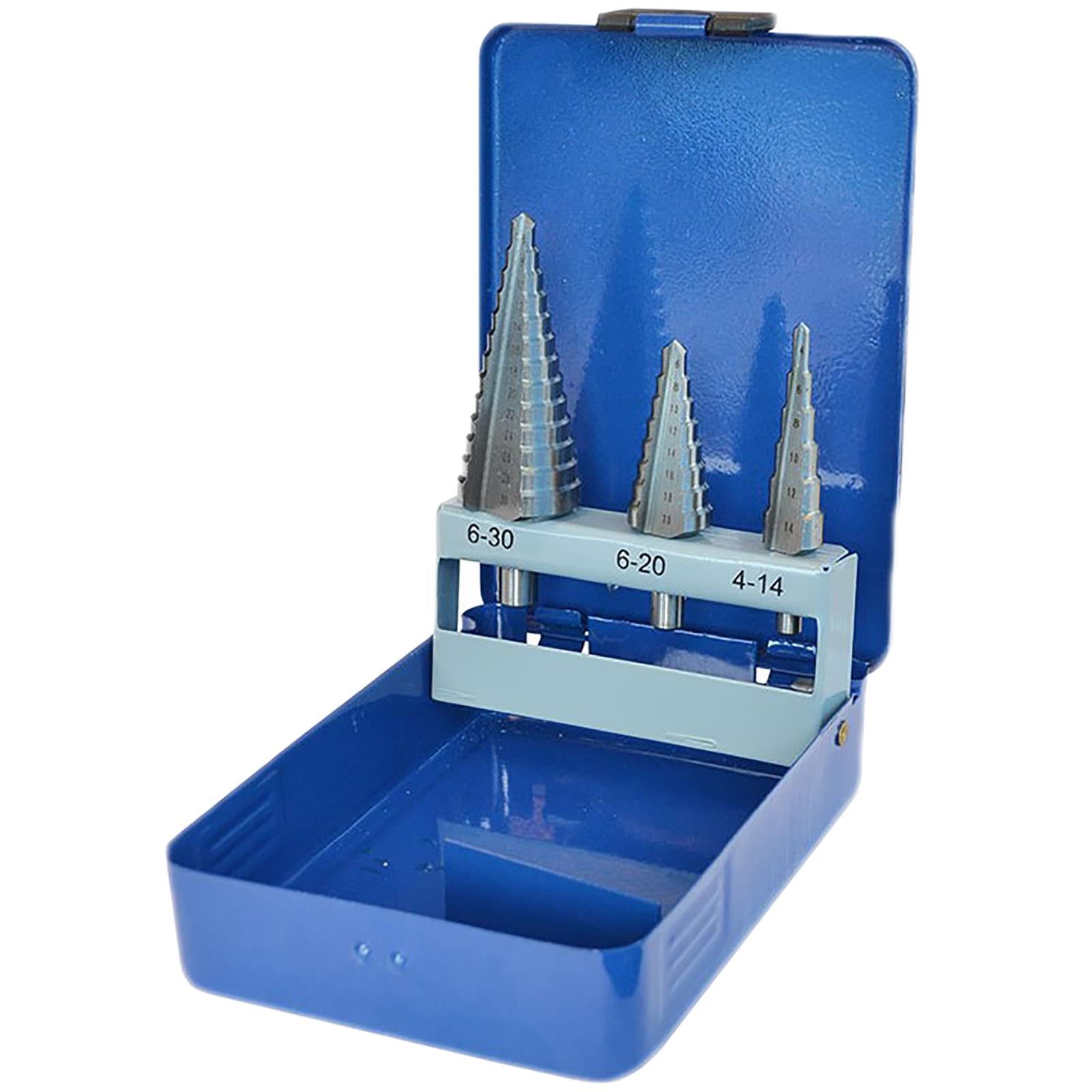 Faithfull Step Drill Set HSS 3 Piece 4-14mm 6-20mm 6-30mm Hole Cutter