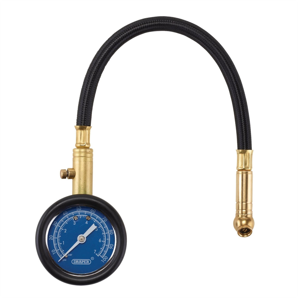 Draper Tyre Pressure Gauge with Flexible Hose 69924  White Rose Tools