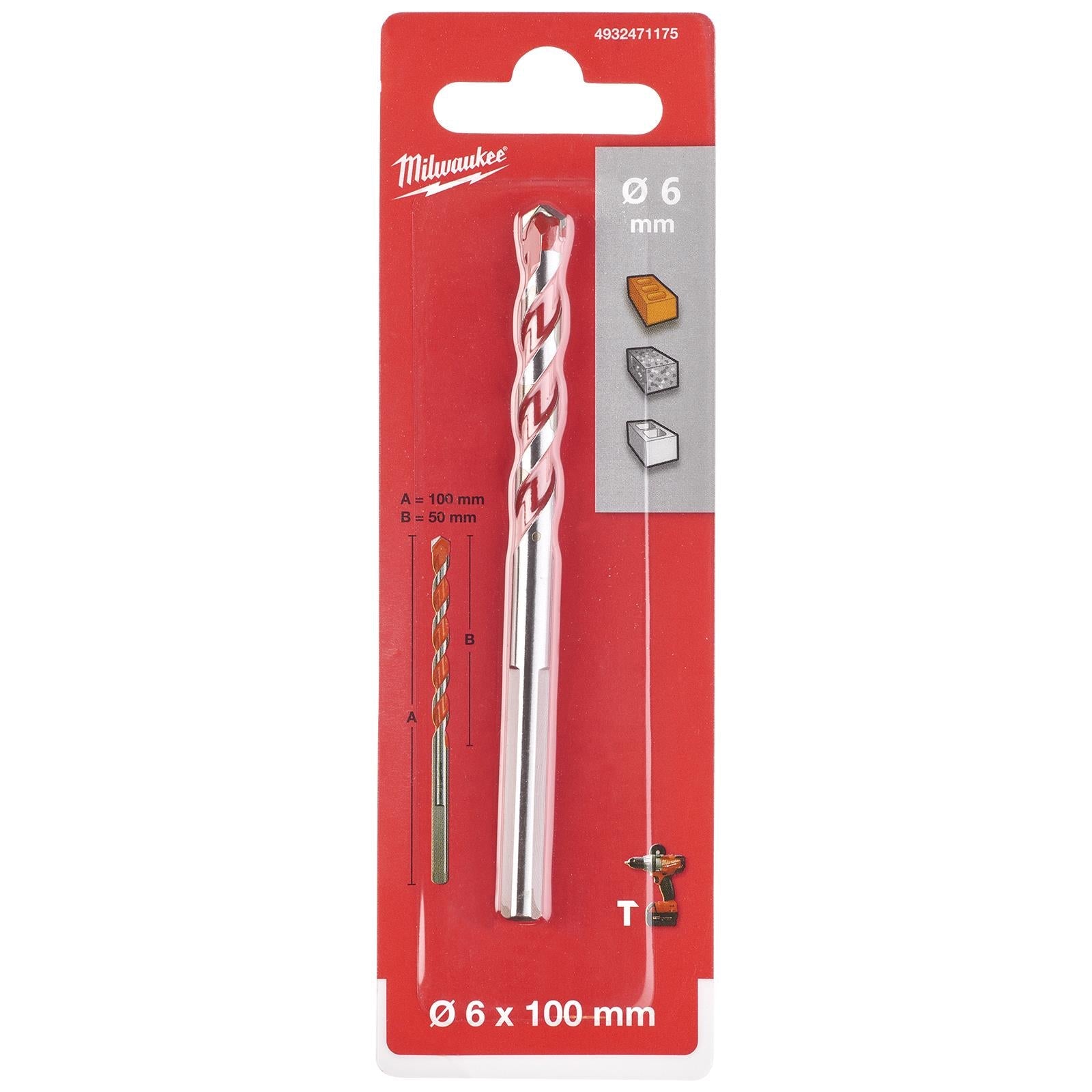 Milwaukee Premium Concrete Masonry Drill Bits 3 Flat Shank Hammer and Rotary 