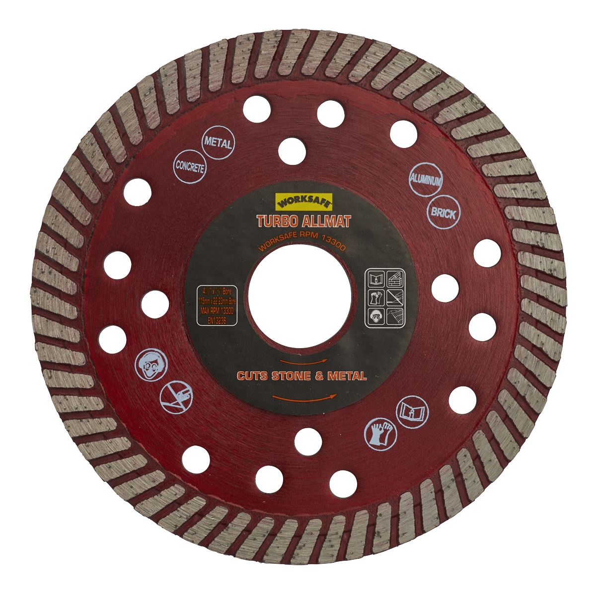 Worksafe by Sealey Turbo Allmat Diamond Blade Ø115 x Ø22mm