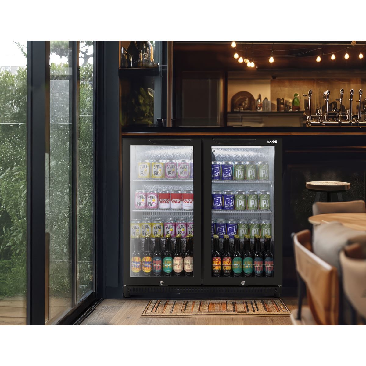 Baridi Hinged Double Door, Back Bar Drinks Fridge/Cooler, 190L Capacity  White Rose Tools