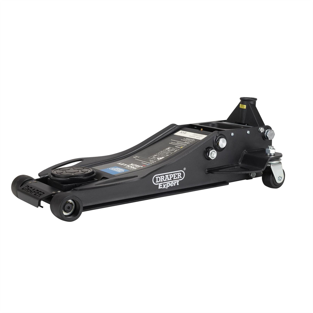 Draper Expert Professional Low Profile Fast Lift Garage Trolley Jack 3 Tonne Black 28464  White Rose Tools