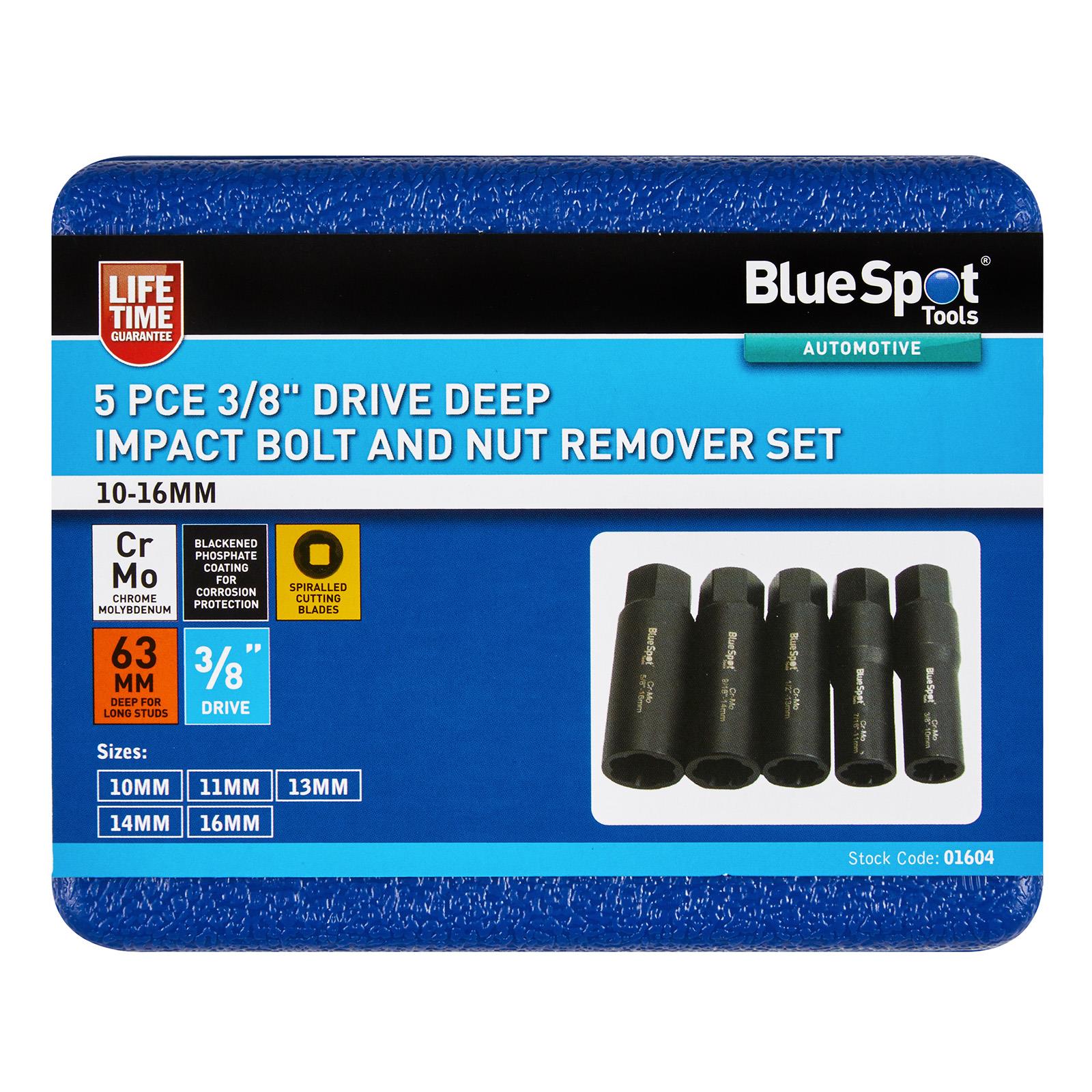 BlueSpot Bolt And Nut Remover Set Deep Impact 3/8" Drive 10-16mm 5 Piece