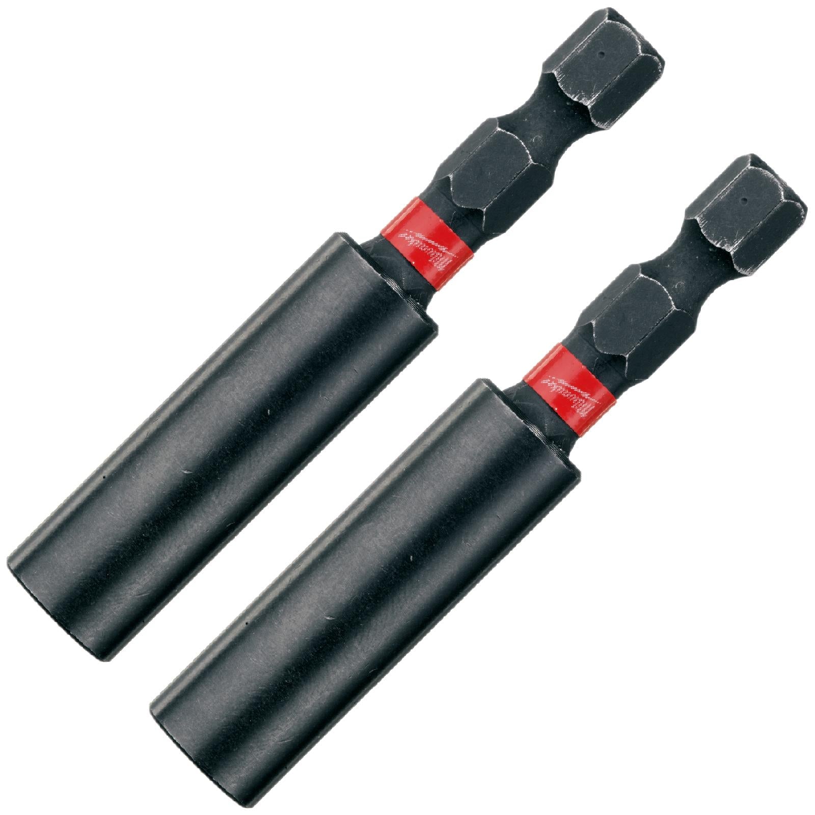 Milwaukee Magnetic Bit Holder 60mm Shockwave Impact Duty 1/4" Hex Shank 2 Pack 