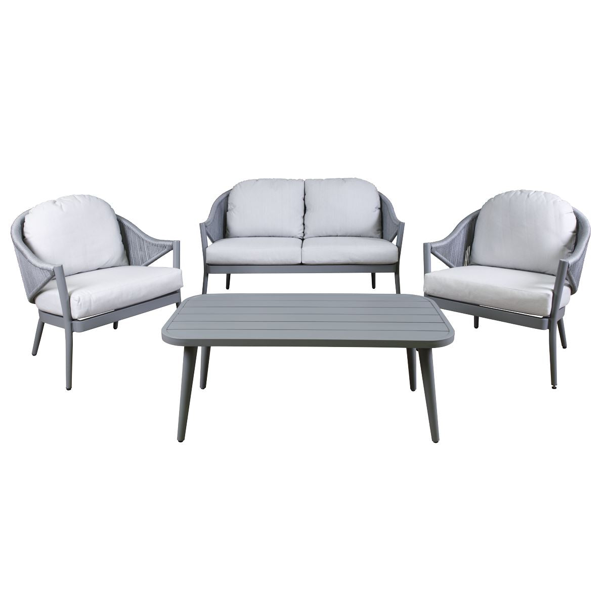 Dellonda Echo 4-Piece Aluminium Outdoor Garden Sofa Arm Chair & Coffee Table Set