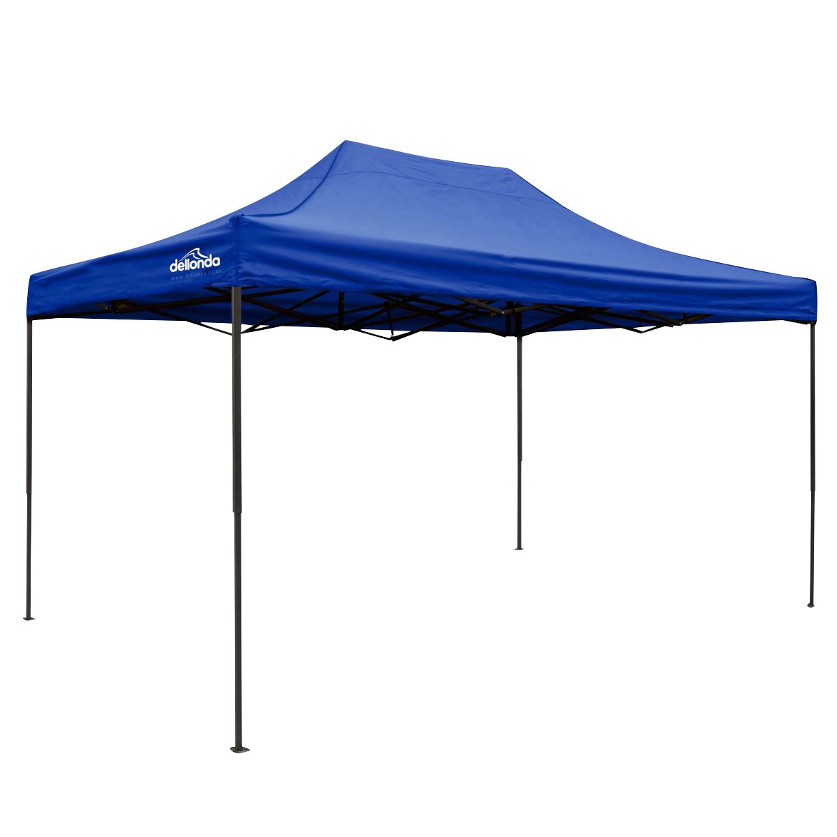 Dellonda Premium 3 x 4.5m Pop-Up Gazebo, Heavy Duty, PVC Coated, Water Resistant Fabric, Supplied with Carry Bag, Rope, Stakes & Weight Bags - Blue Canopy