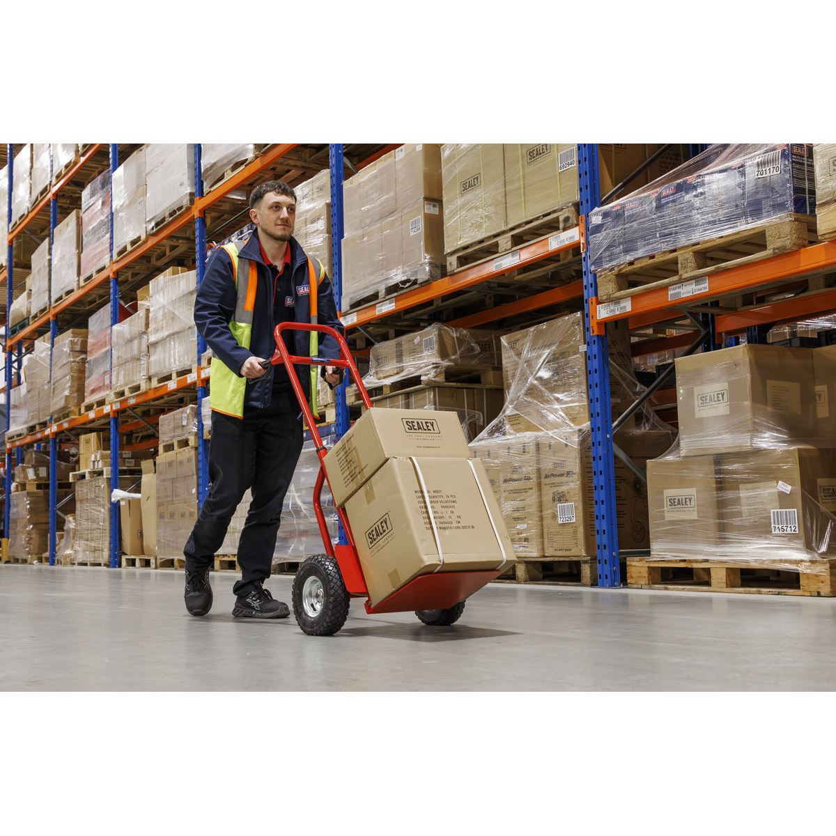 Sealey Folding Sack Truck with Pneumatic Tyres 200kg Capacity