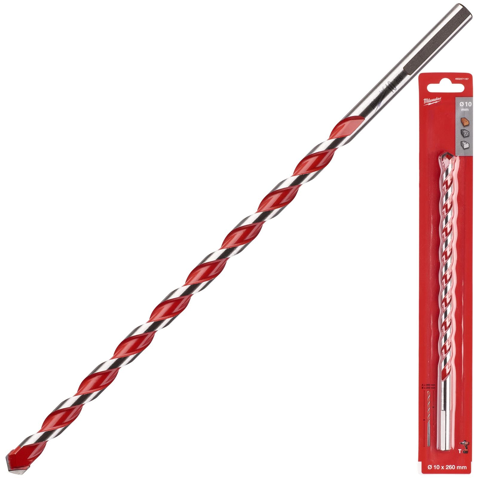 Milwaukee Premium Concrete Masonry Drill Bits 3 Flat Shank Hammer and Rotary 