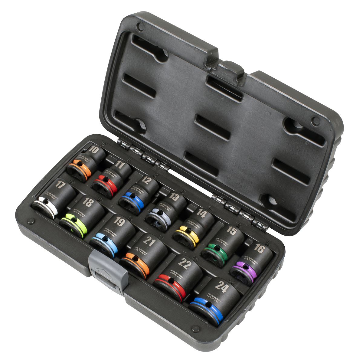 Sealey Premier Lock-On™ Impact Socket Set 13pc 1/2"Sq Drive 6pt Metric