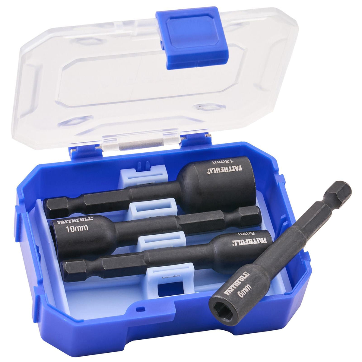 Faithfull 4 Piece Impact Nut Driver Set 6-13mm FAISBMNUT4S  White Rose Tools