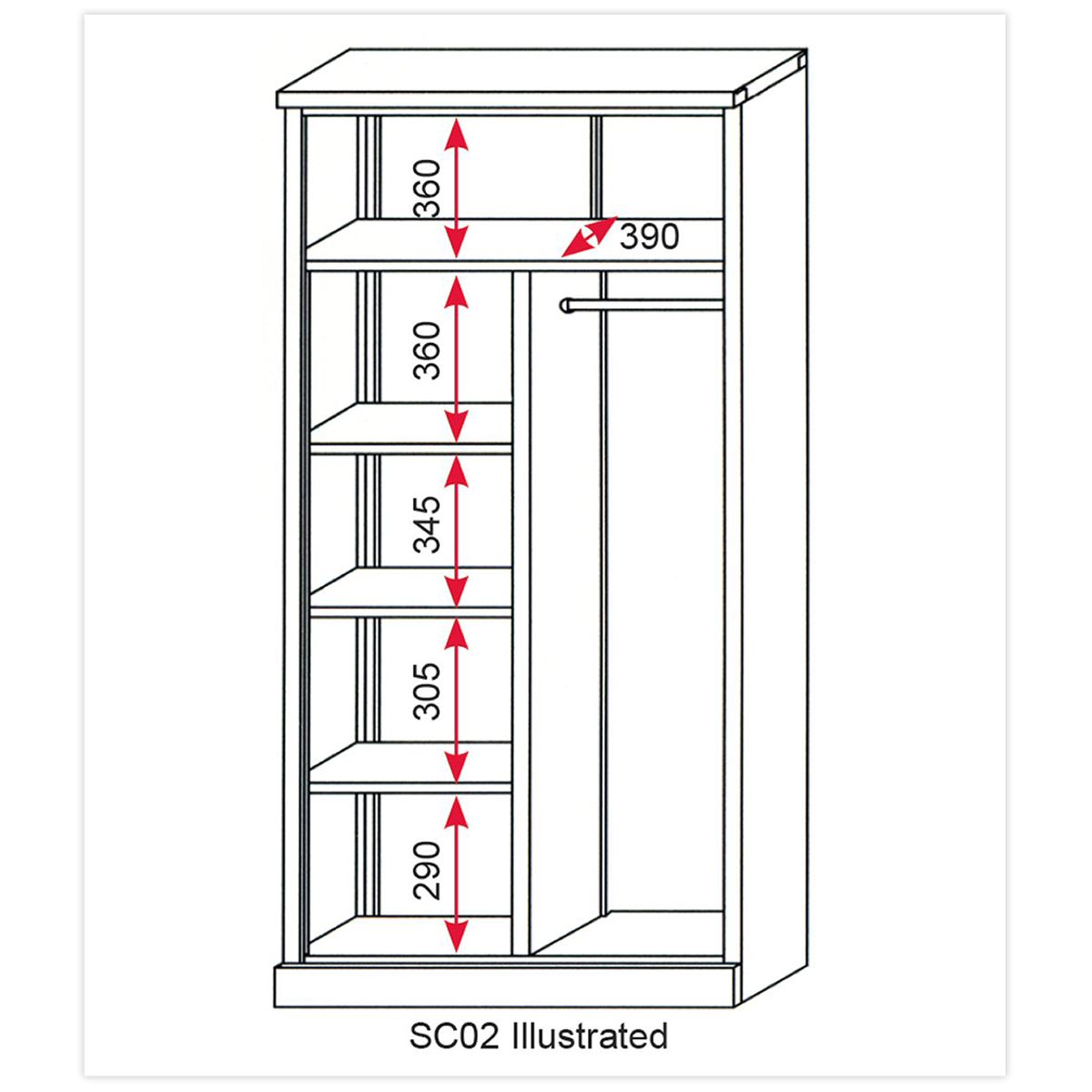 Sealey Floor Cabinet 4 Shelf plus Hanging Rail 2 Door 