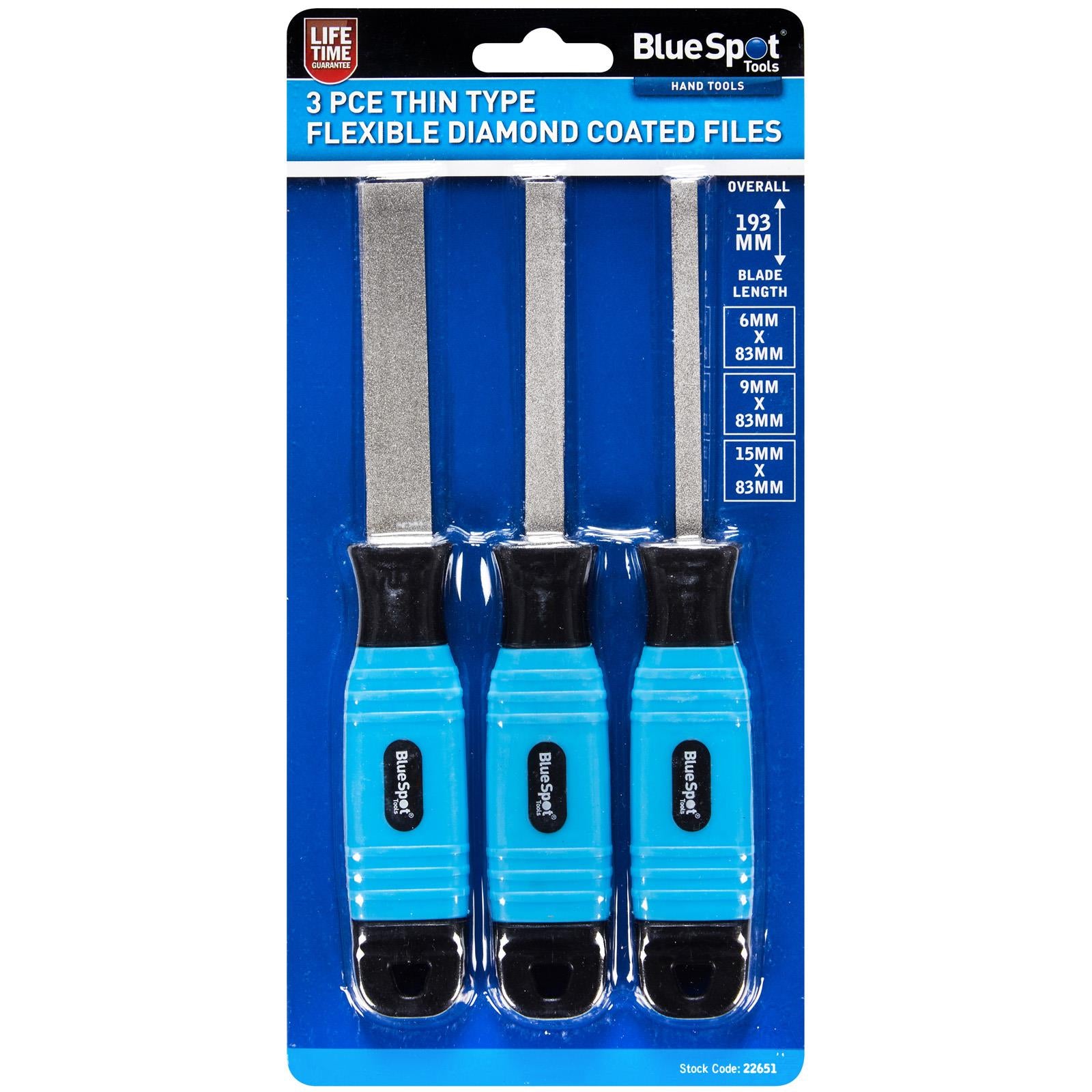 BlueSpot Flexible Diamond Coated Files Thin Type 3 Piece