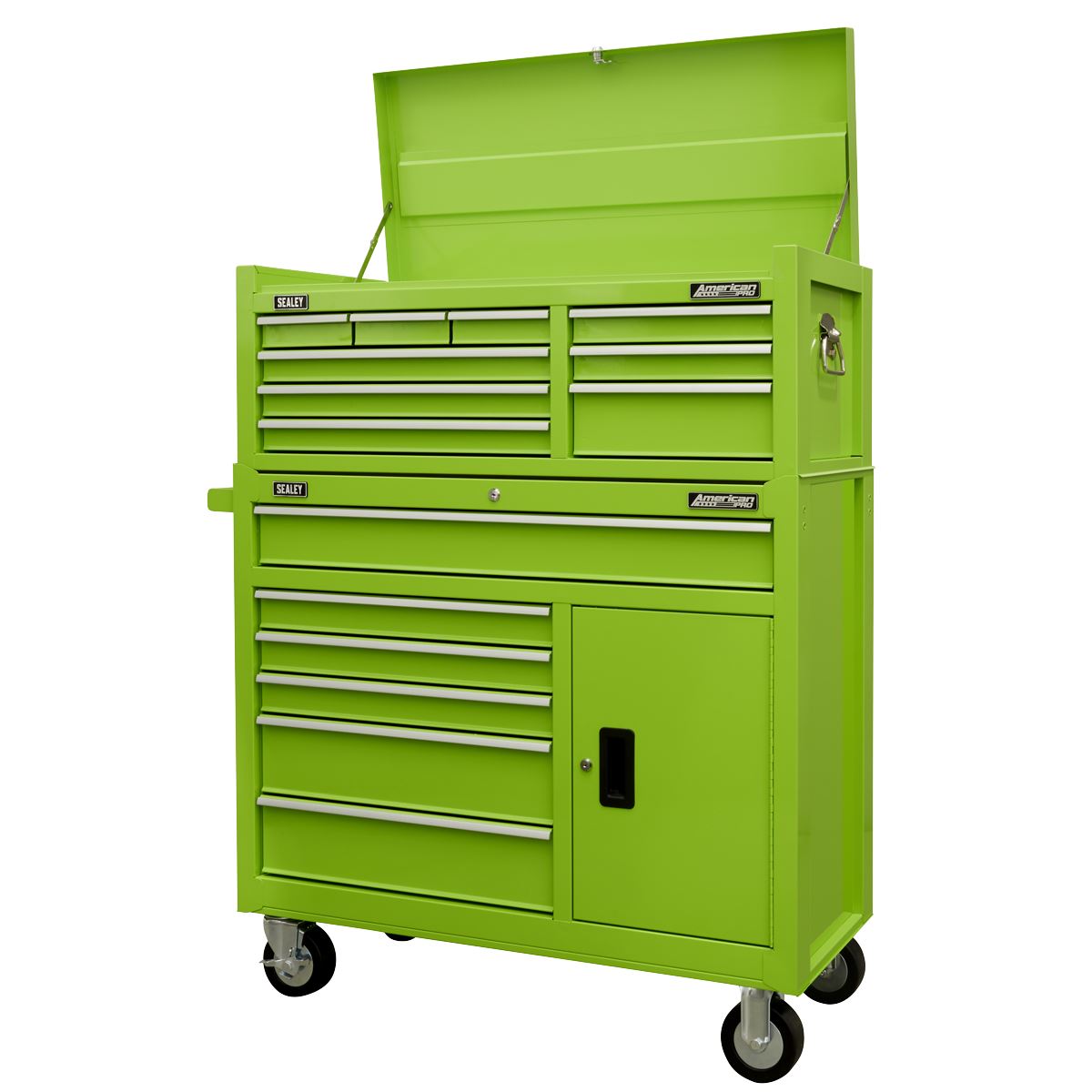 Sealey American Pro Topchest & Rollcab Combination 15 Drawer with Ball-Bearing Slides - Green