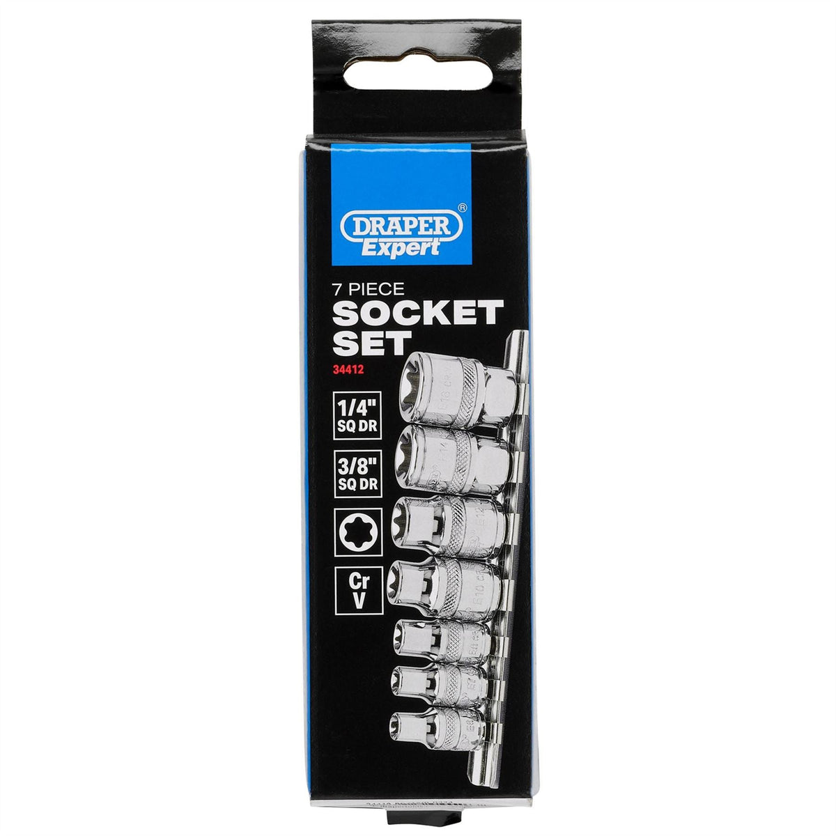 Draper Expert TX-STAR® Socket Set 1/4" and 3/8" Sq. Dr. (7 Piece) 34412  White Rose Tools