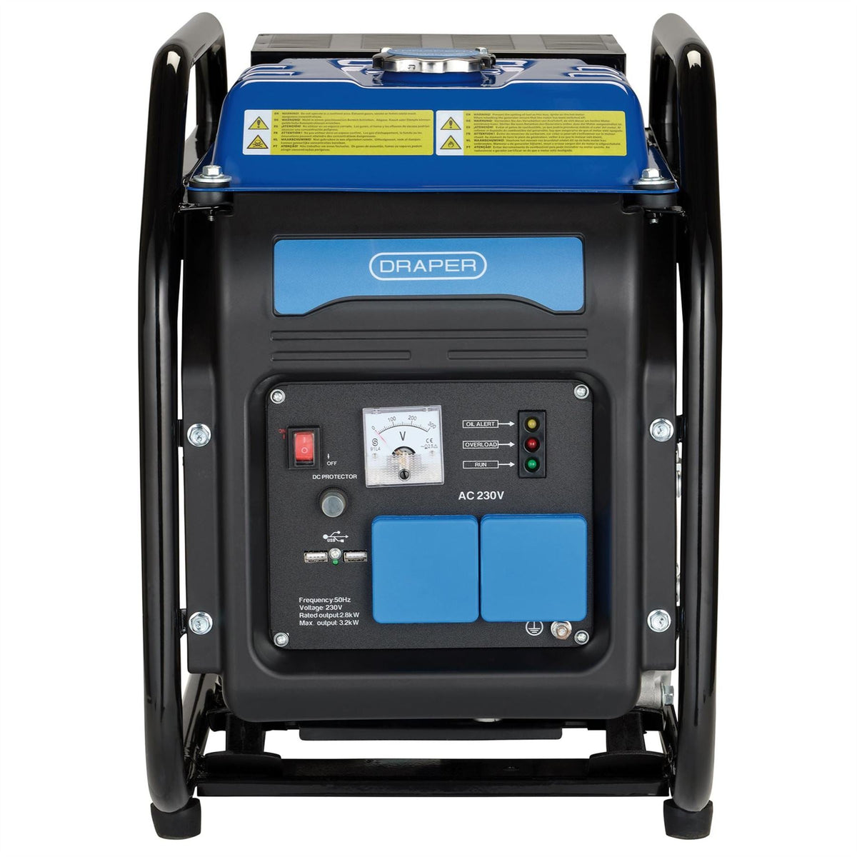 Draper Petrol Open Frame Inverter Generator 2800W 95204  White Rose Tools