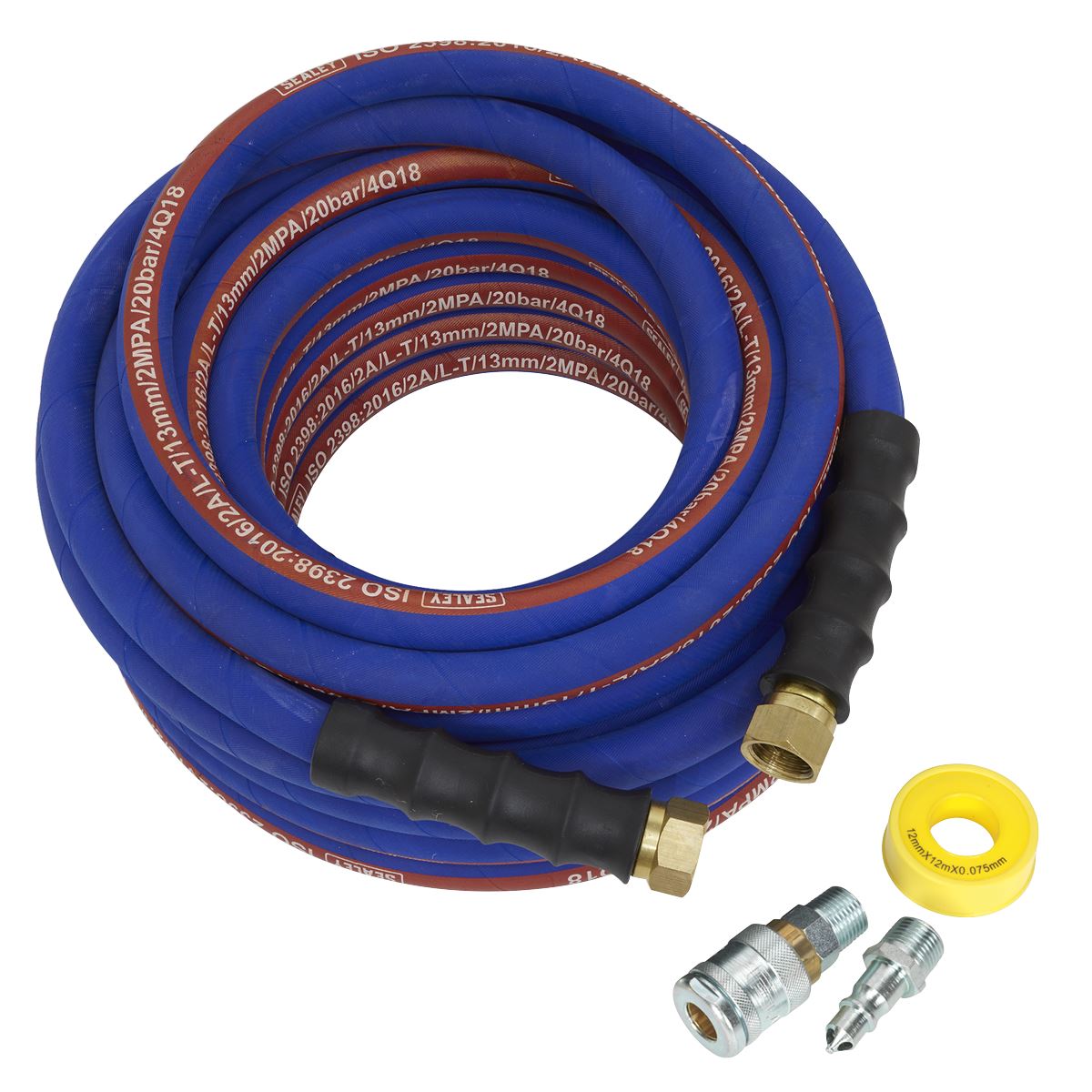 Sealey Air Hose Kit 15m x Ø13mm High Flow with 100 Series Adaptors
