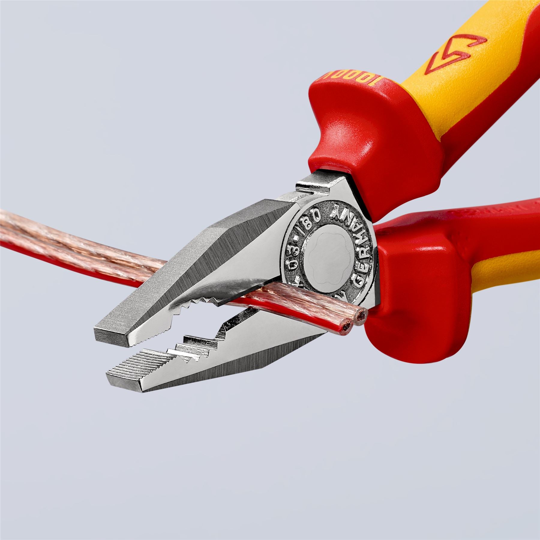 KNIPEX Combination Pliers 180mm VDE Chrome Multi Component Grips with Tether Point 03 06 180 T BK