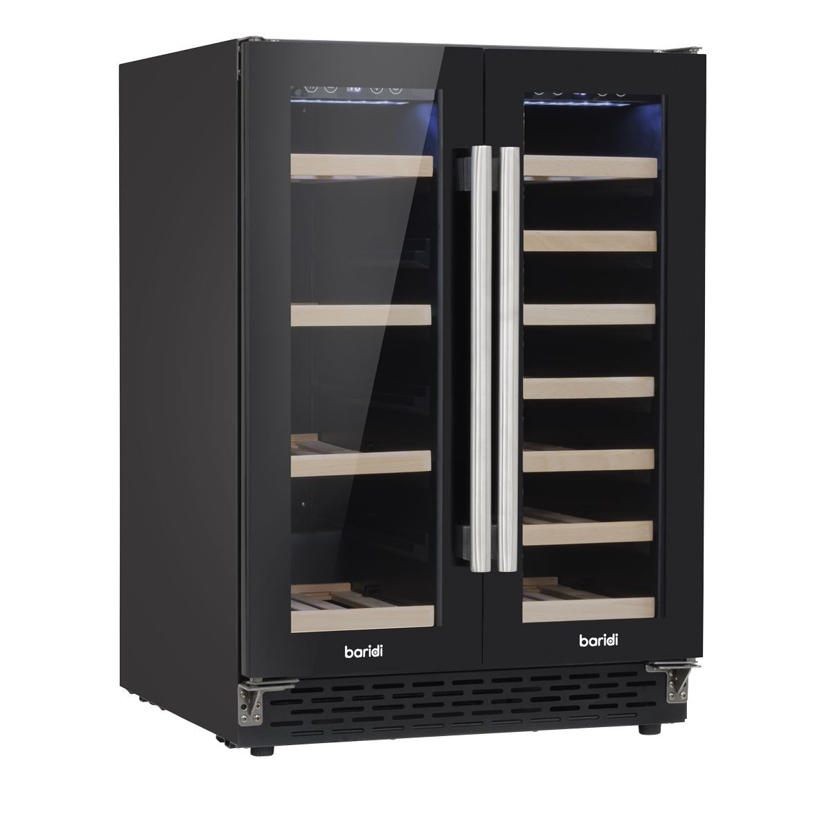 Baridi 60cm Dual Zone Wine Cooler and Drinks Fridge 40 Bottle/120 Can Built-In Under Counter/Freestanding Glass Fronted Bar Drinks Fridge Chiller