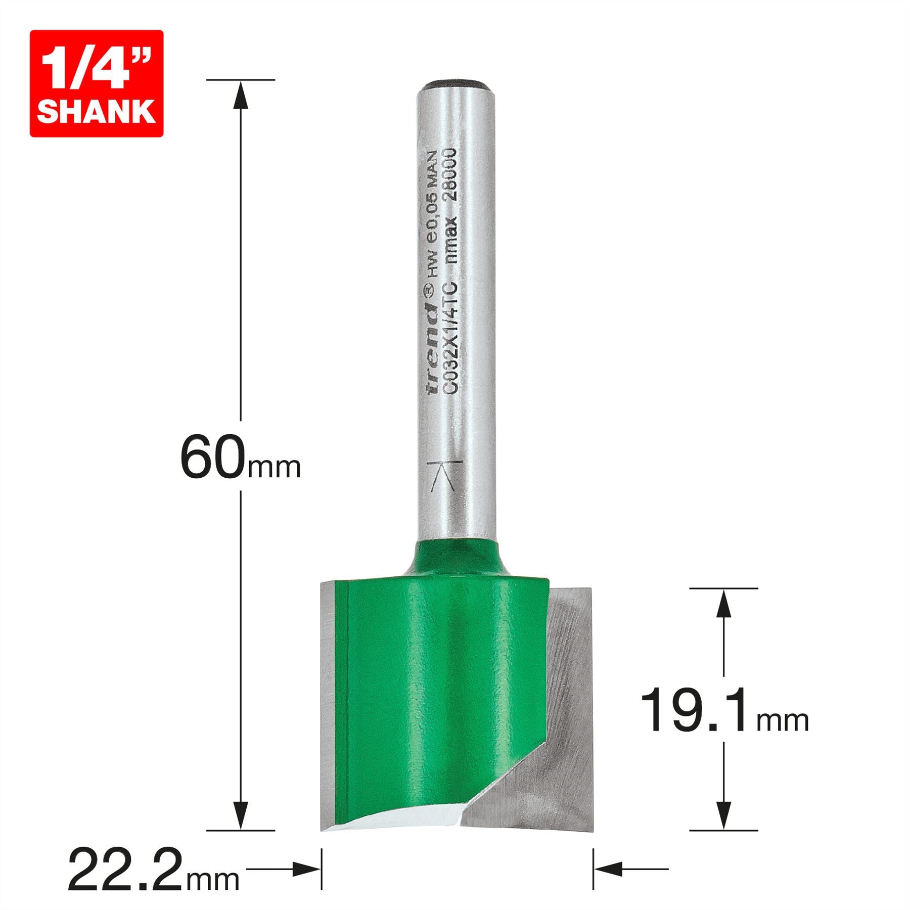 Trend Two Flute Cutter 22.2mm Diameter C032X1/4TC