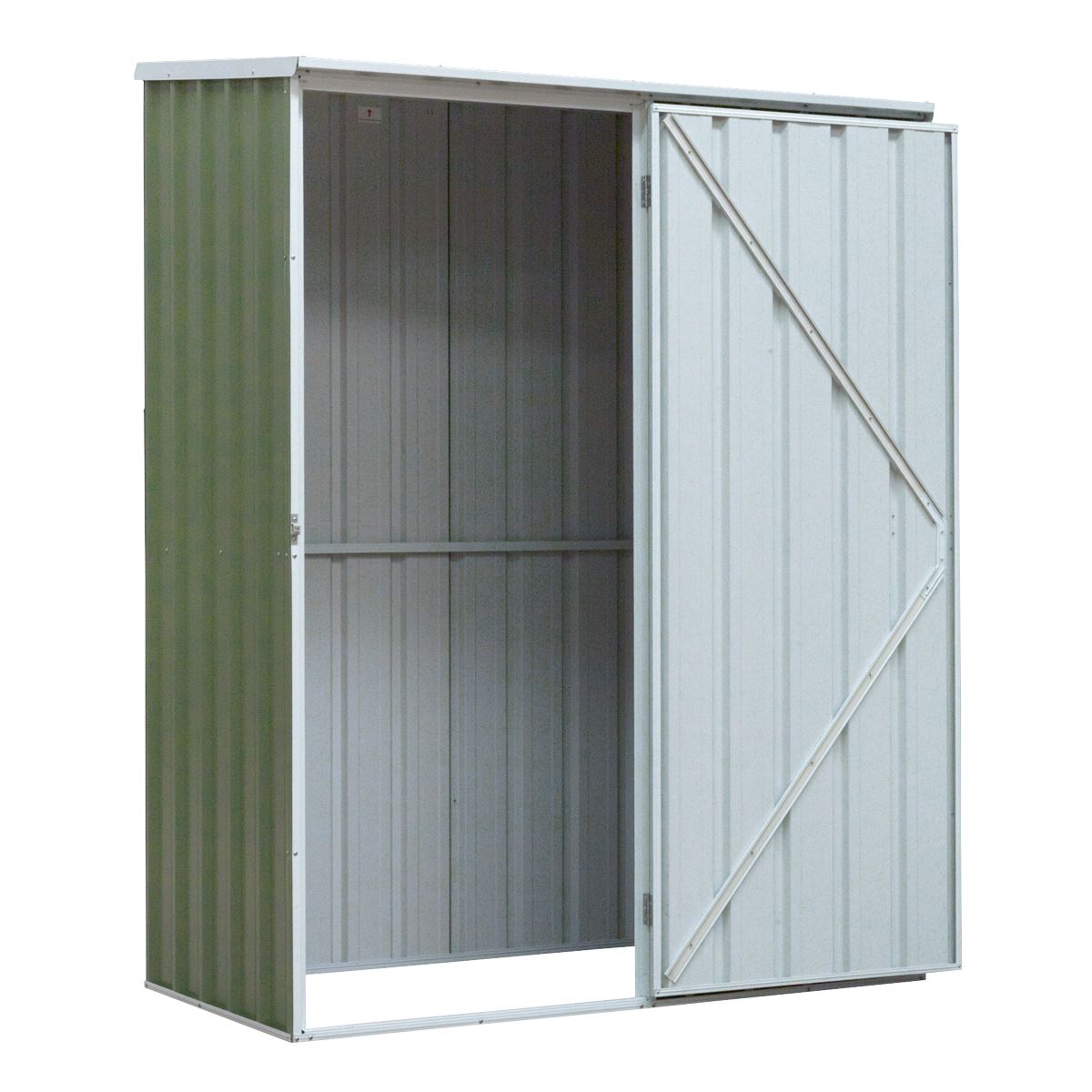 Dellonda Galvanized Steel Garden/Outdoor/Storage Shed, 1.5 x 0.8 x 1.9m, Pent Style Roof - Green