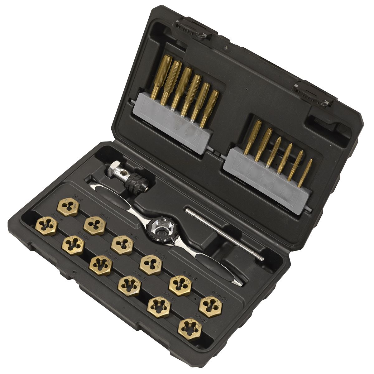 Sealey Premier Hexagonal Tap & Die Set 26pc Hexagonal  - SAE/Imperial - Titanium Coated