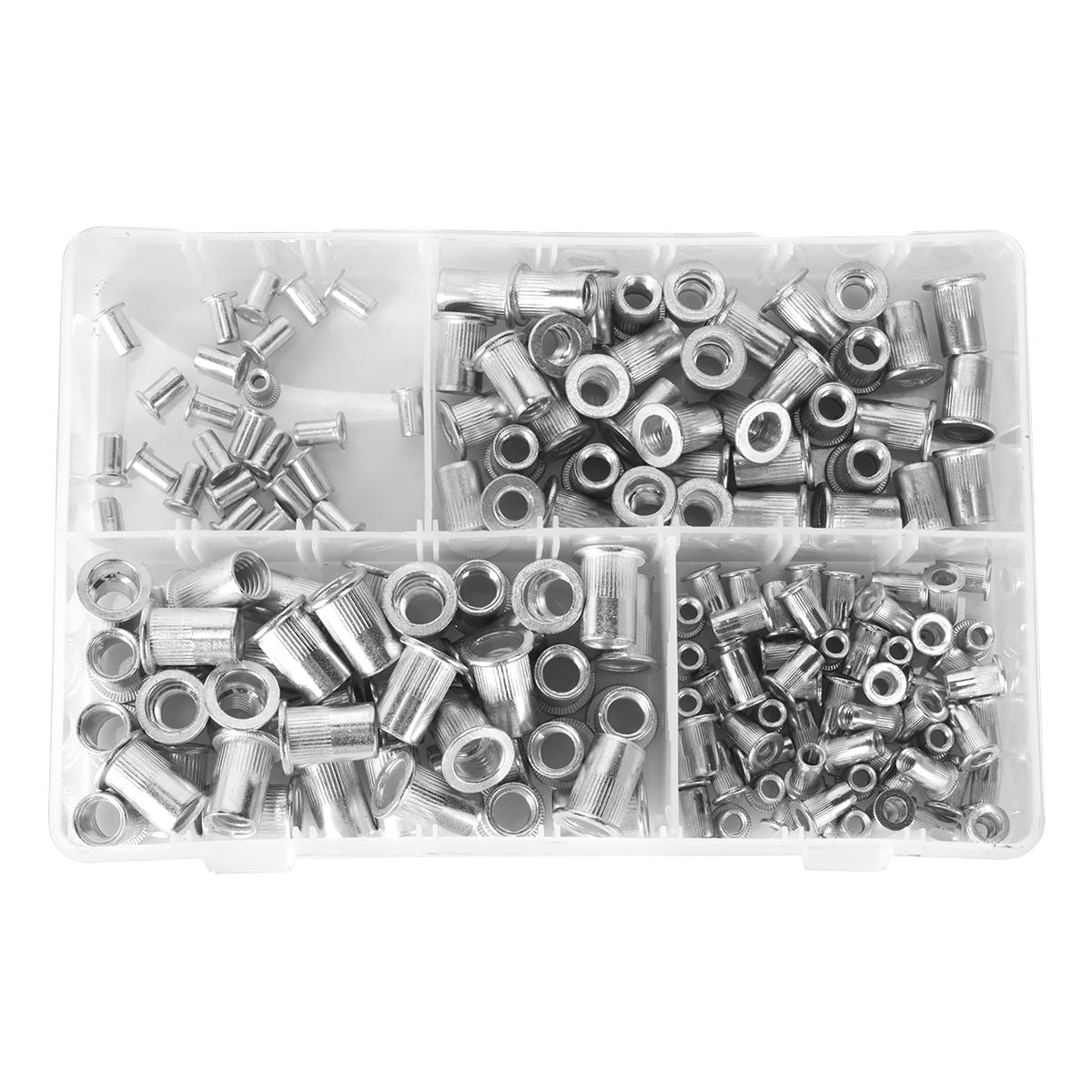 Sealey 200 Piece Splined Threaded Insert Rivet Nut Assortment M4-M8 Metric
