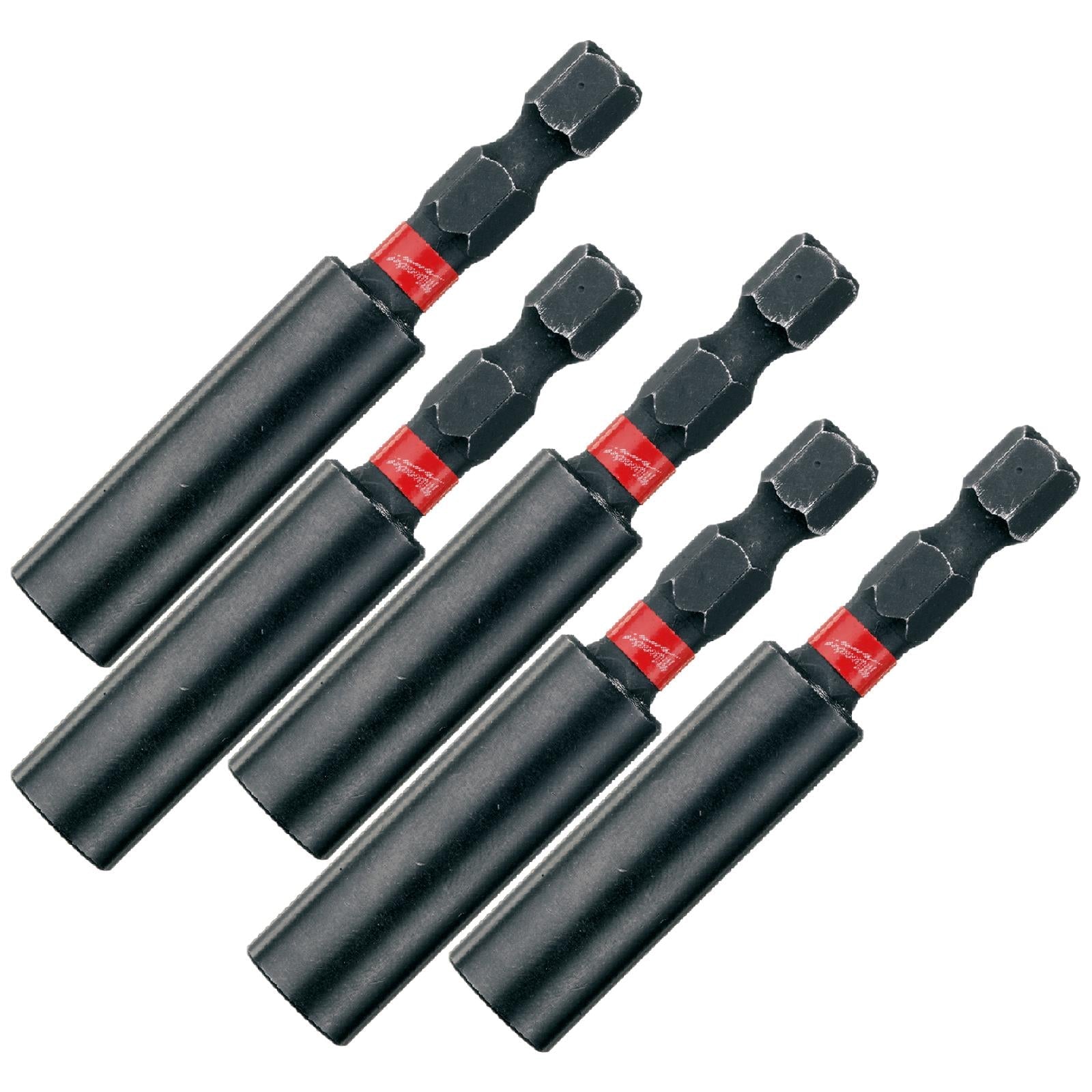 Milwaukee Magnetic Bit Holder 60mm Shockwave Impact Duty 1/4" Hex Shank 5 Pack 