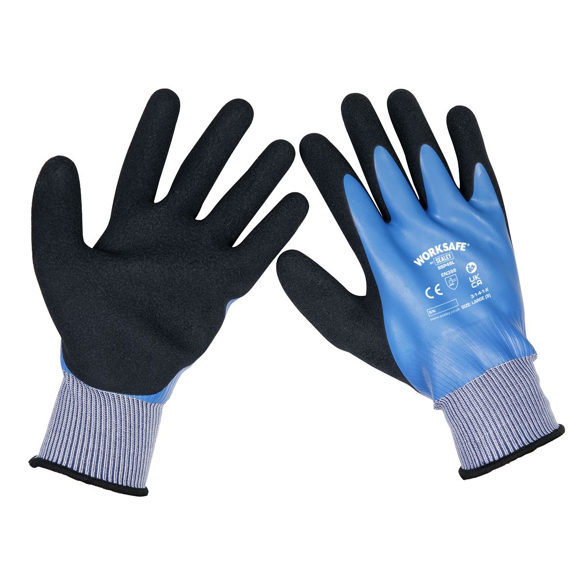 Worksafe by Sealey Waterproof Latex Gloves Large – Pair