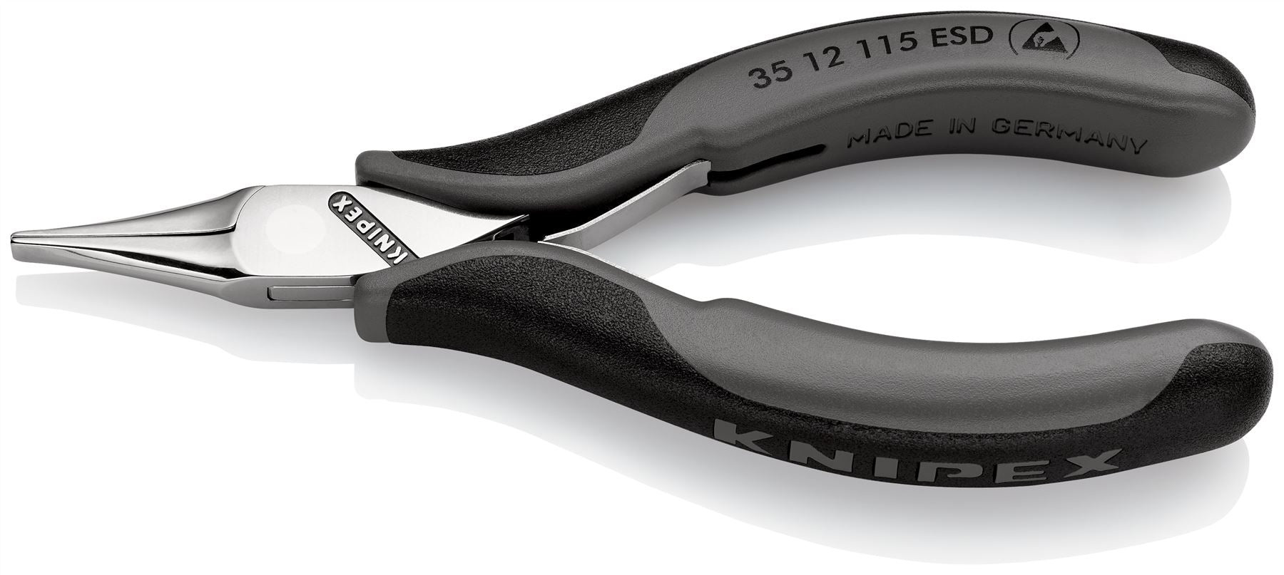 KNIPEX Precision Electronics Gripping Pliers ESD 115mm Black/Grey Multi Component Grips 35 12 115 ESD