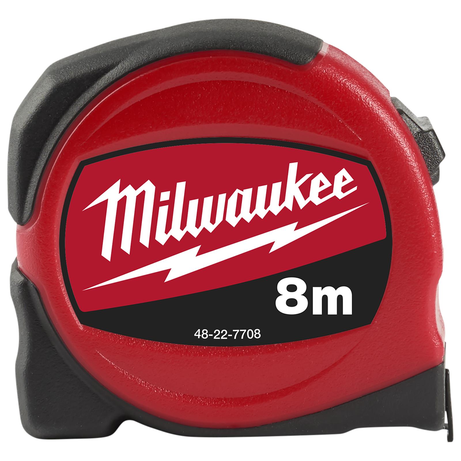 Milwaukee Tape Measure 8m Metric Slimline Pocket Tape 25mm Blade Width 
