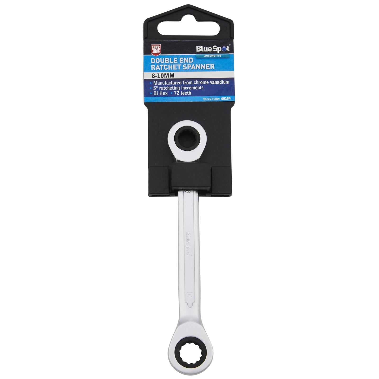 BlueSpot Ratchet Ring Spanner Double End 8mm x 10mm 72 Tooth