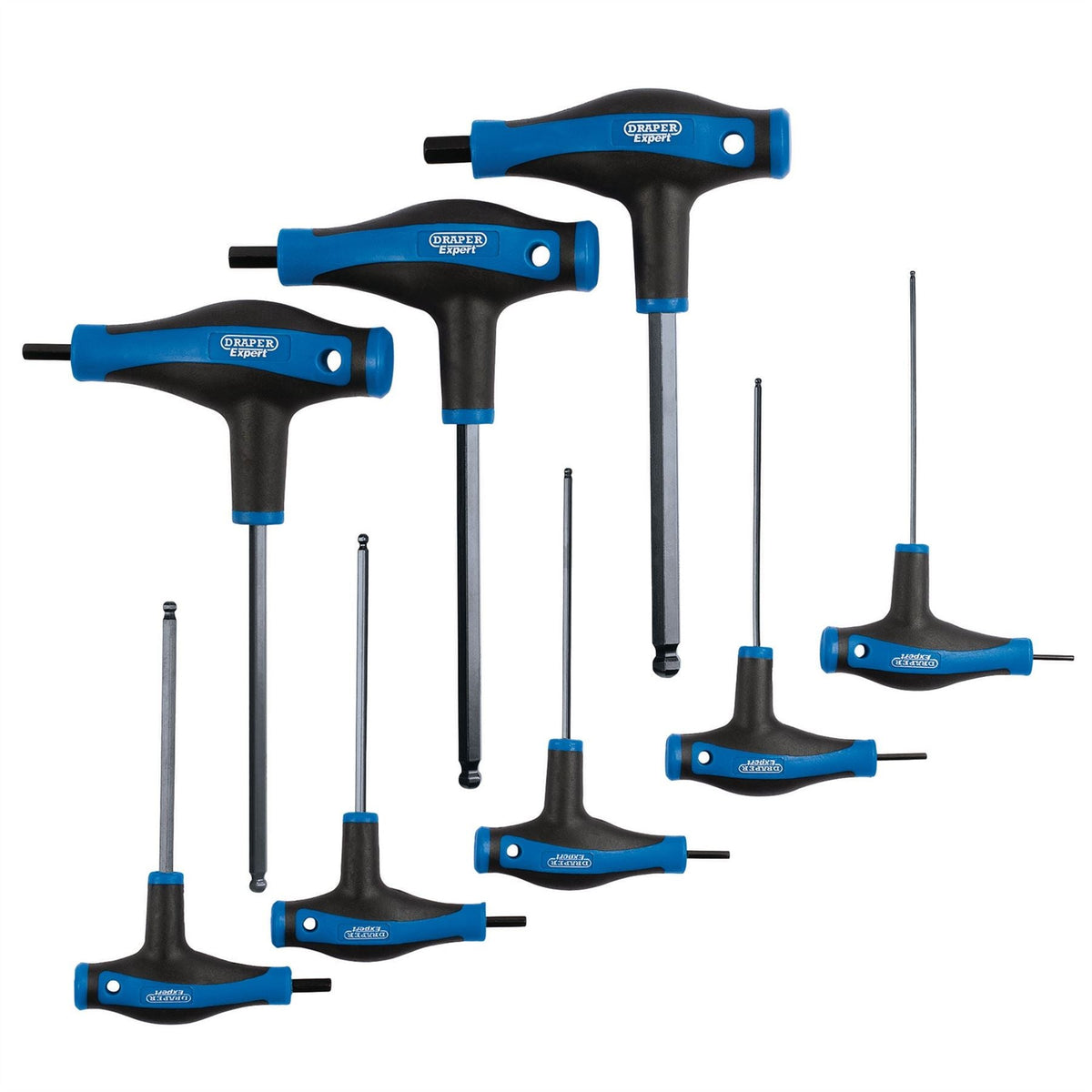 Draper Expert Soft Grip Metric Hex & Ball End T-Handle Key Set (8 Piece) 33873  White Rose Tools